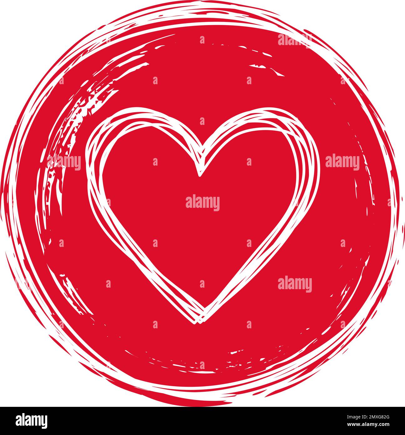 Heart in circle shaped tangled grungy scribble Stock Vector