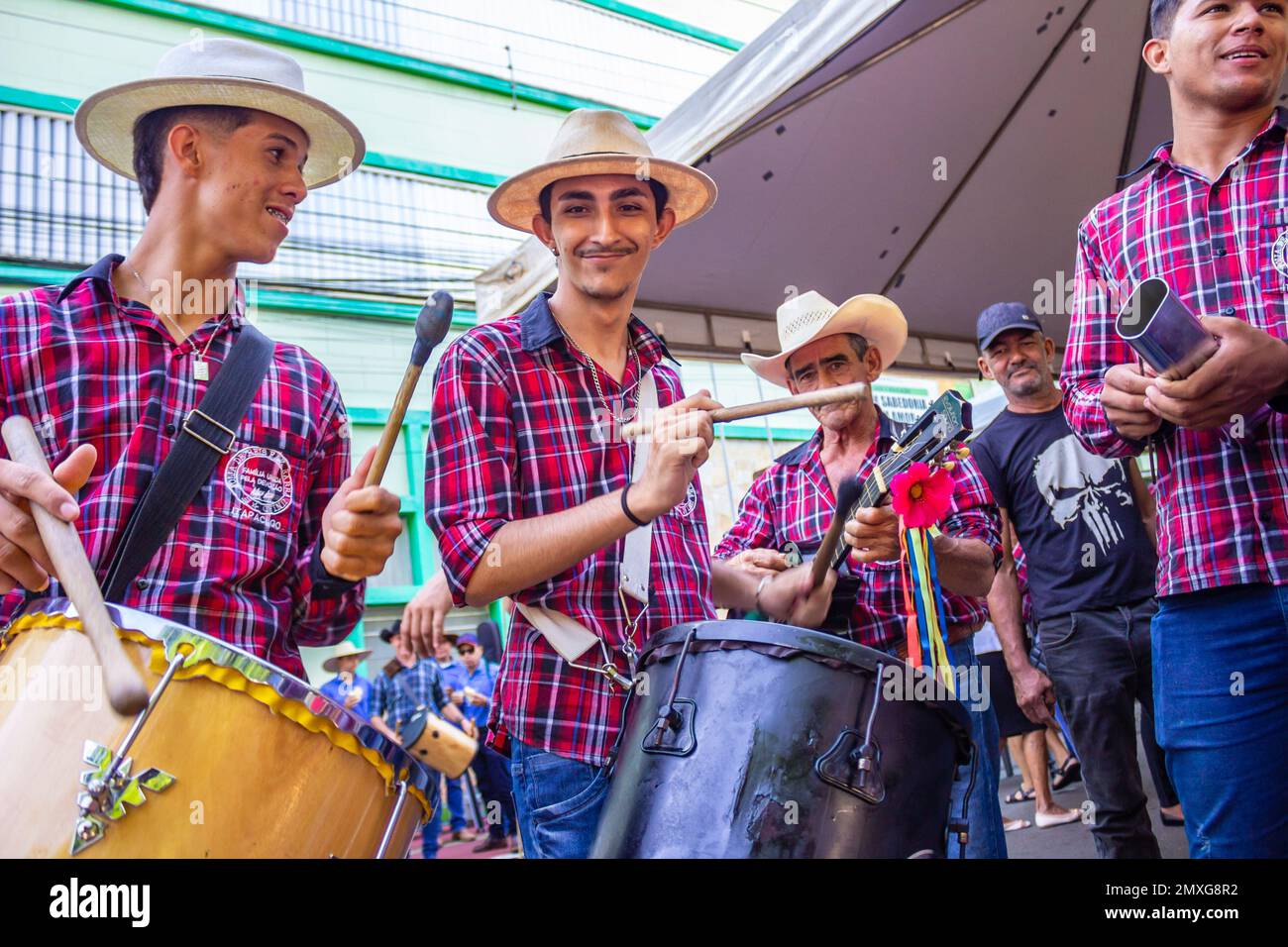 Goiania, Goias, Brazil – January 29, 2023: A group of people playing at the feast of the revelry of kings, a typical festival in Brazil. Stock Photo