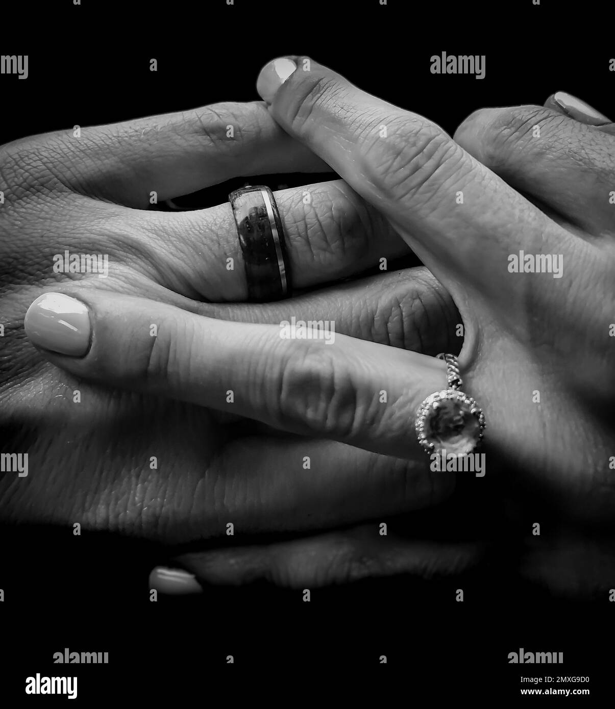 Rings on fingers Black and White Stock Photos & Images Alamy