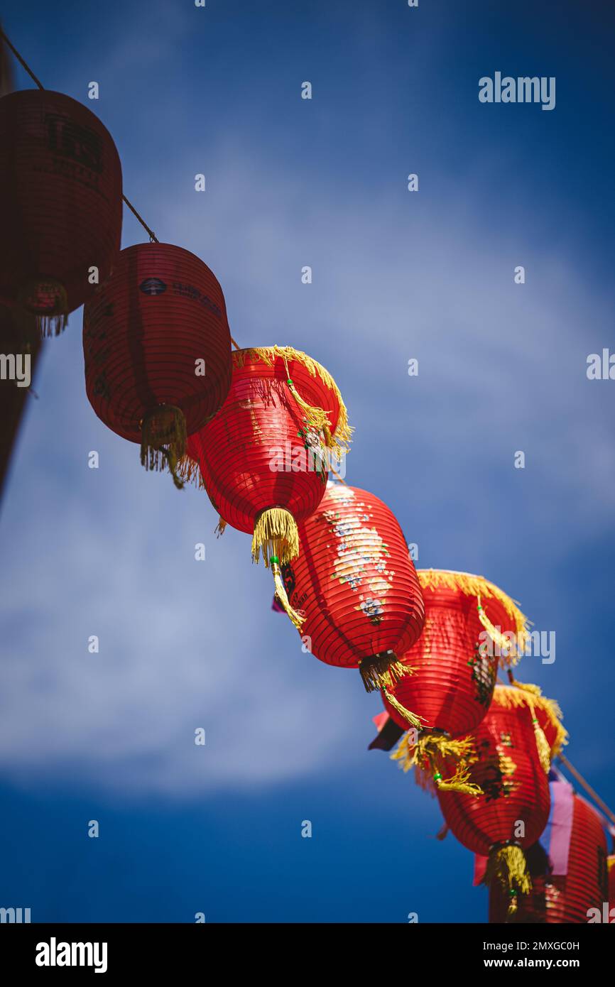 Chinese lanterns hanging on a rope hi-res stock photography and images ...