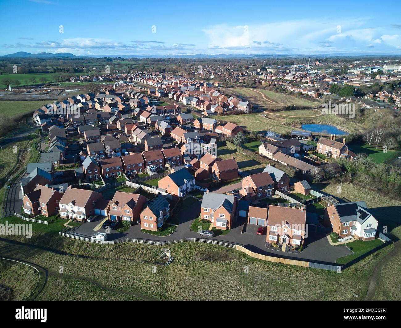 Aerial View Of A New Suburban Housing Development In The UK Stock Photo ...