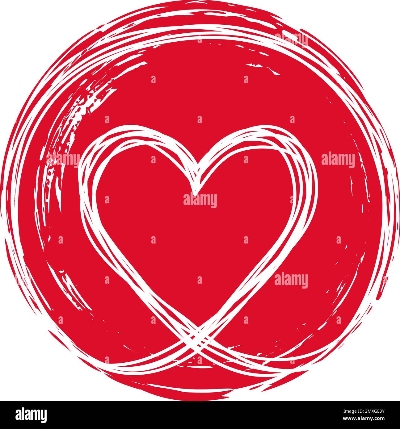 Heart in circle shaped tangled grungy scribble Stock Vector