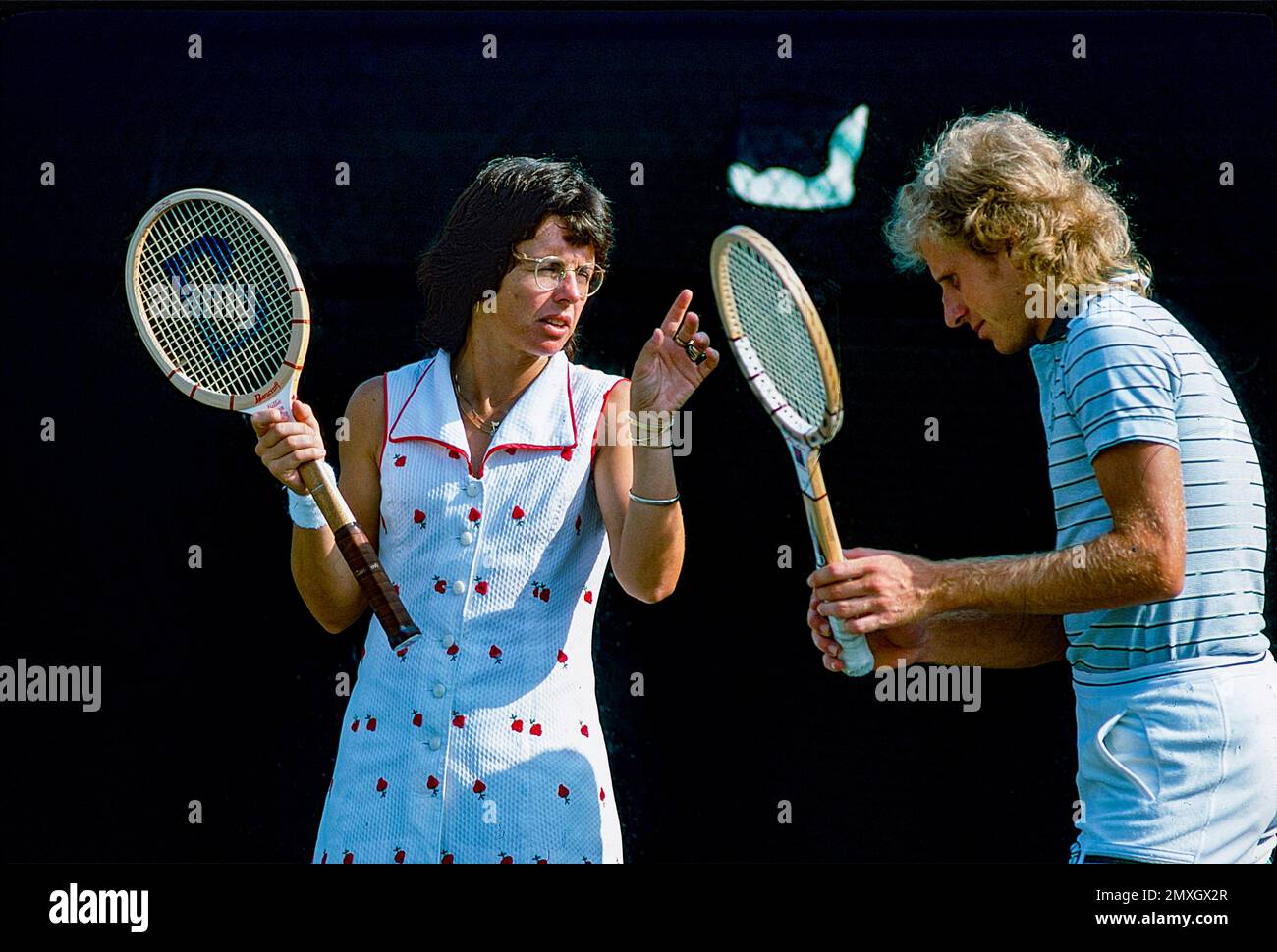 Billy Jean King (USA) wih Vitas Gerulaitis (USA) at the 1977 US Open