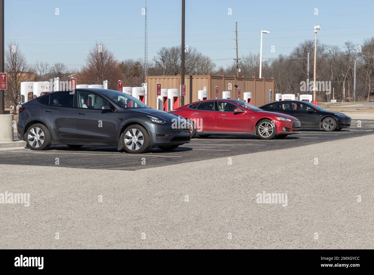 Lafayette Circa February 2023 Tesla EV electric vehicle charging
