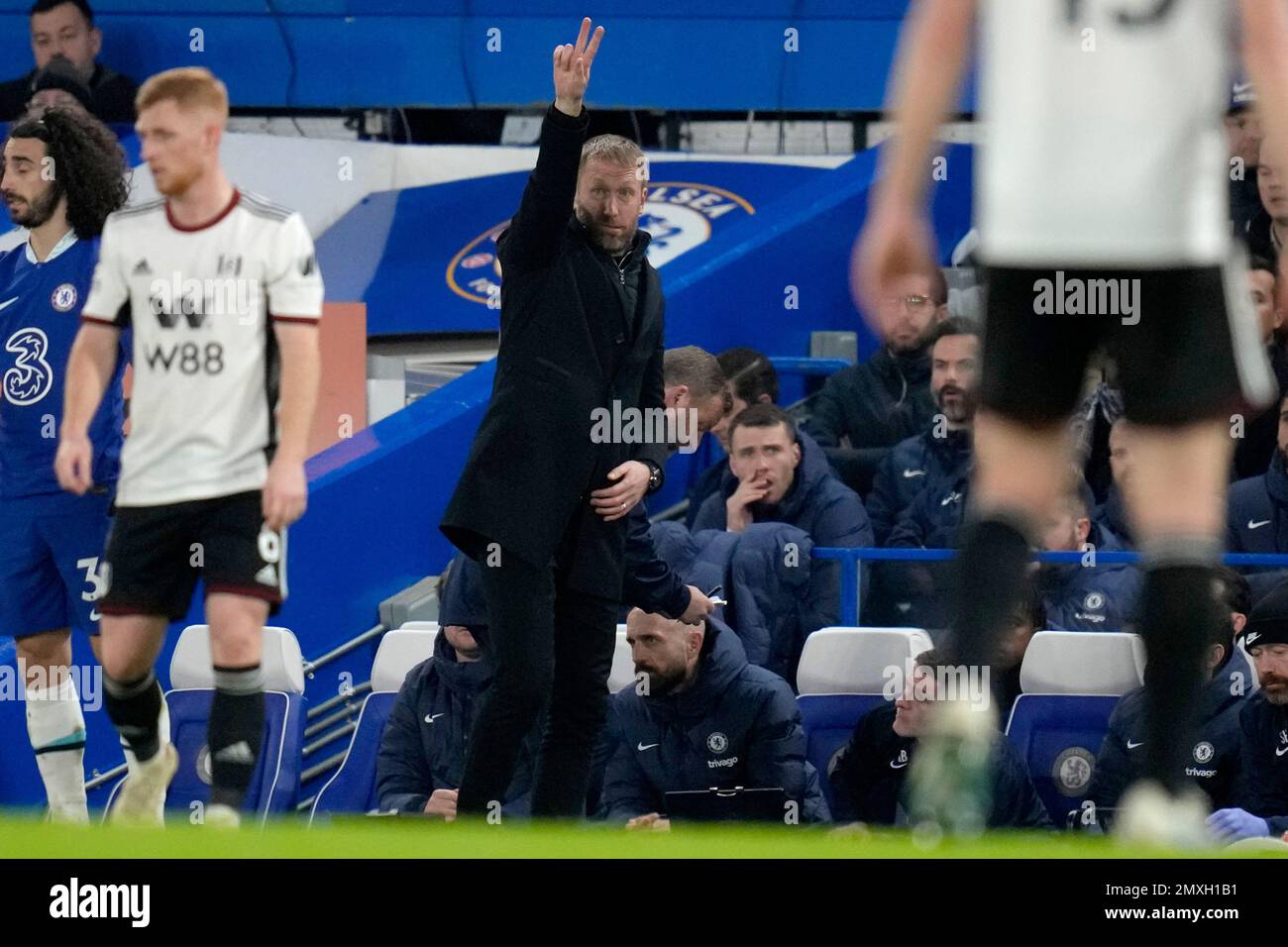 Chelsea's head coach Graham Potter gestures during the English Premier