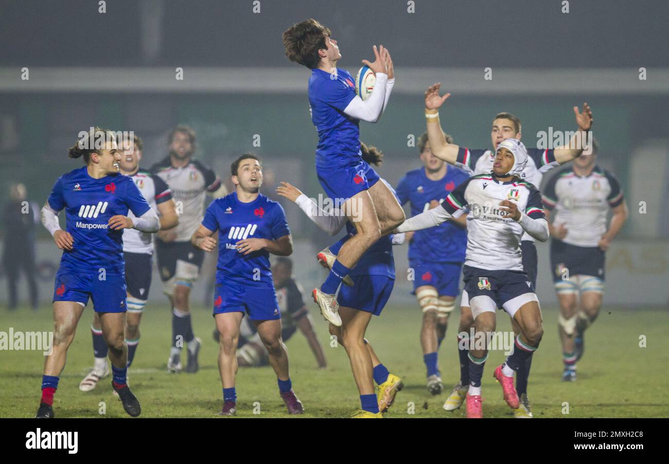 Treviso, Italy. 03rd Feb, 2023. Axel Desperes during 2023 U20 - Italy ...