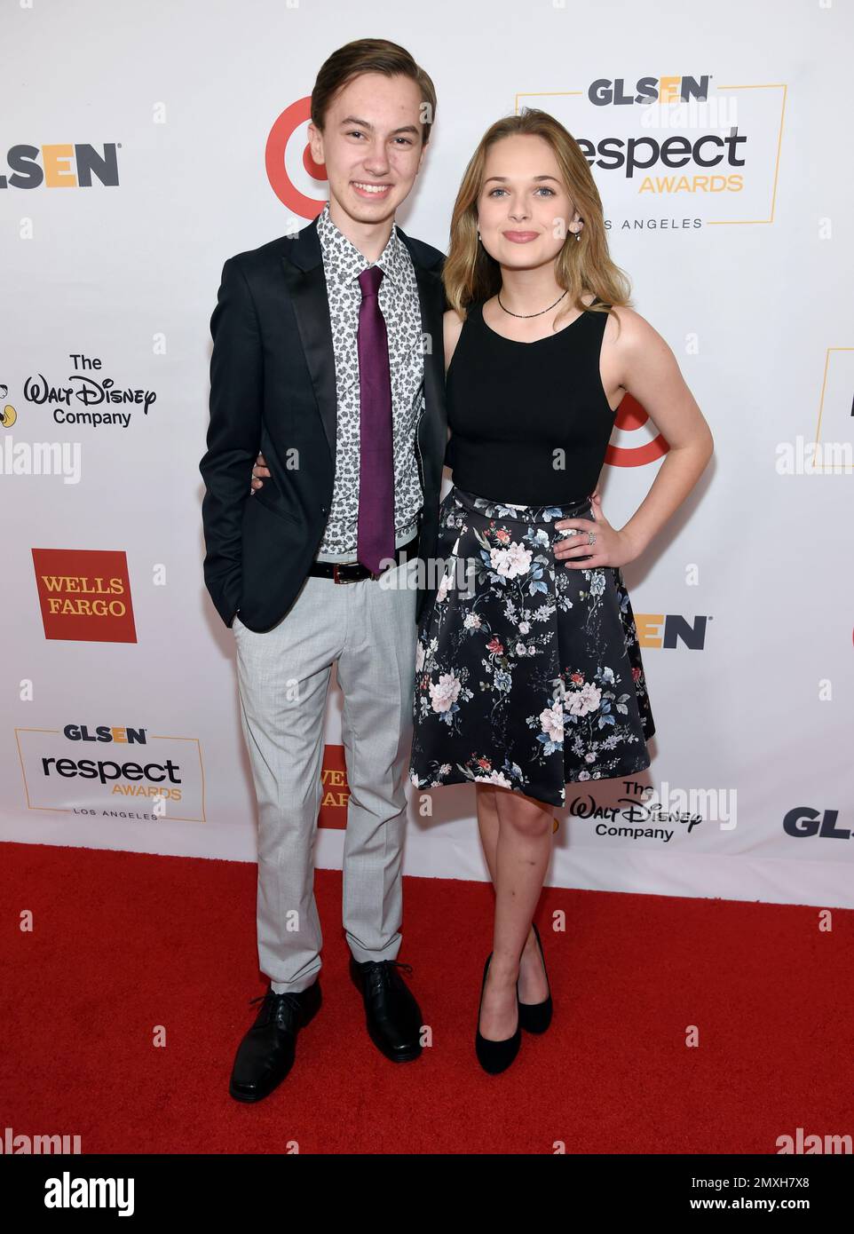 Hayden Bbyerly, left, and Alyssa Jirrels arrive at the GLSEN Respect