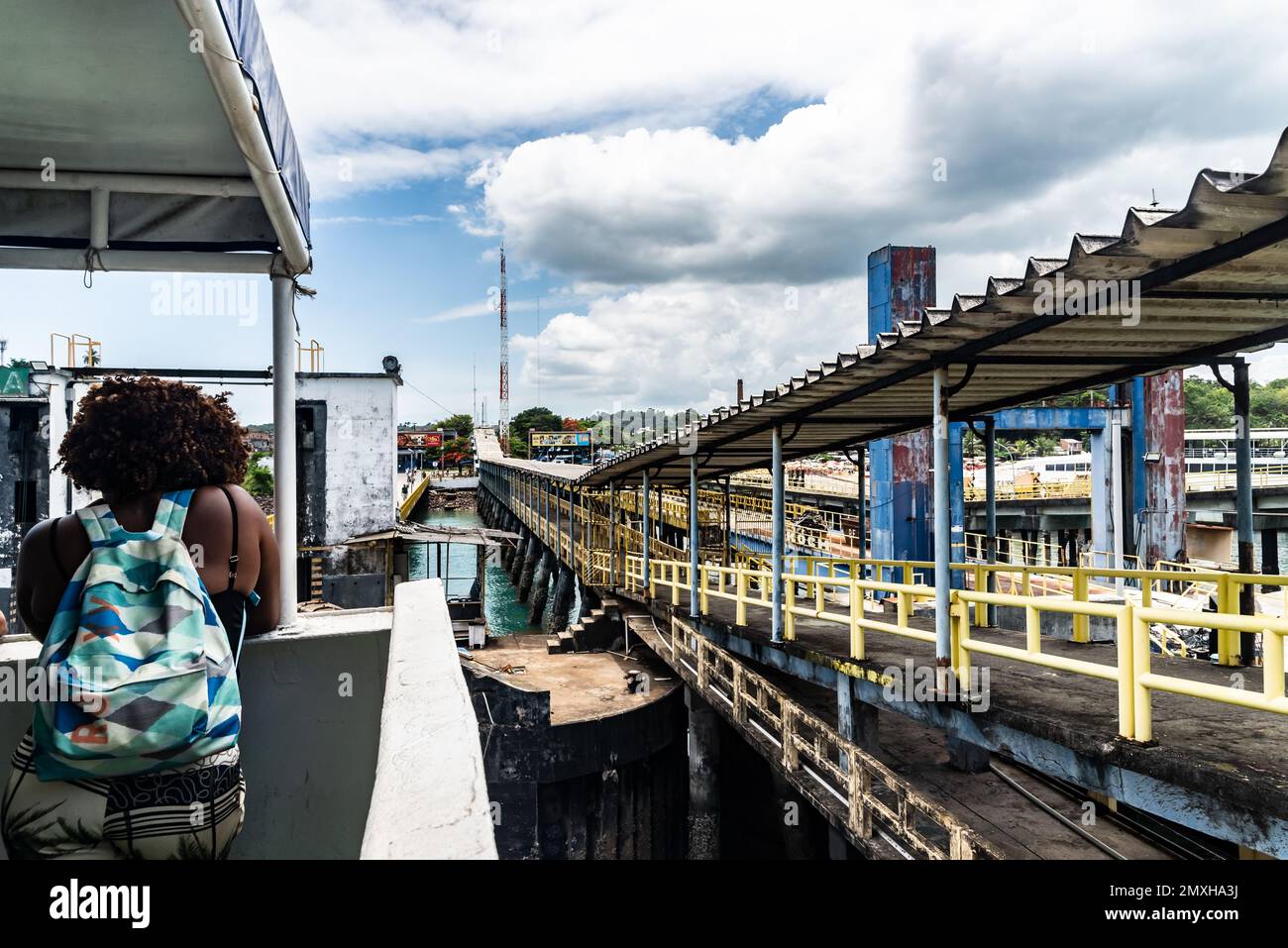 Itaparica, Bahia, Brazil - January 24, 2023: View of the Ferry-Boato walkway built for pedestrians to cross. Itaparica Island, Bahia. Stock Photo