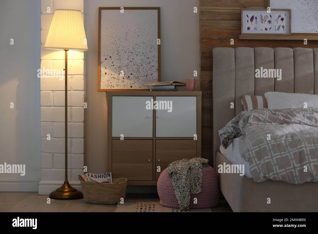 Modern cabinet in beautiful bedroom. Interior design Stock Photo - Alamy