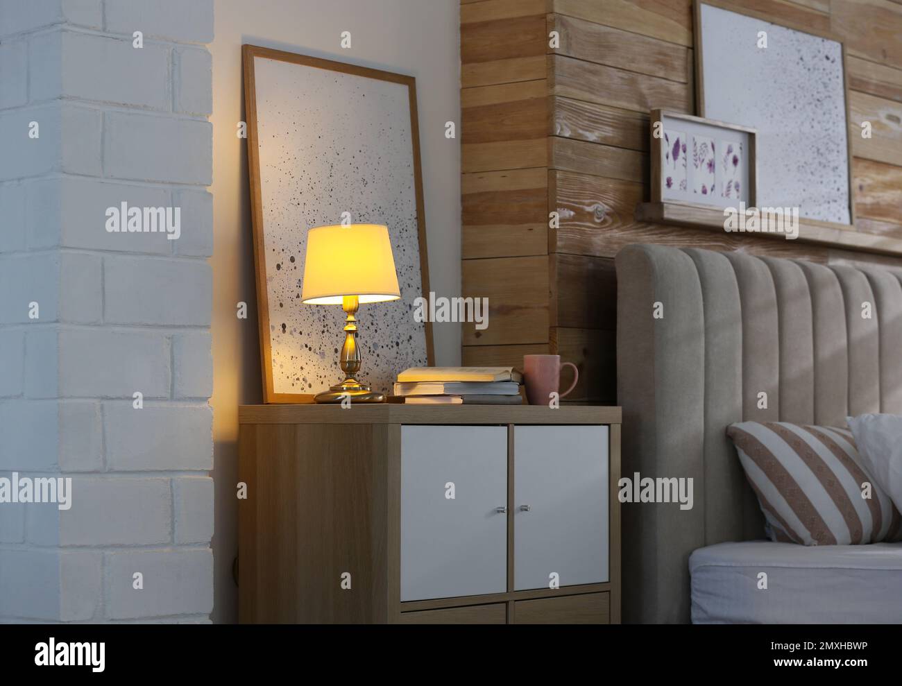 Modern cabinet in beautiful bedroom. Interior design Stock Photo - Alamy
