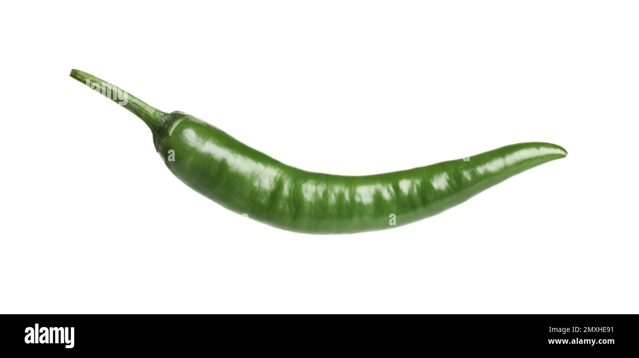 Green hot chili pepper isolated on white Stock Photo - Alamy