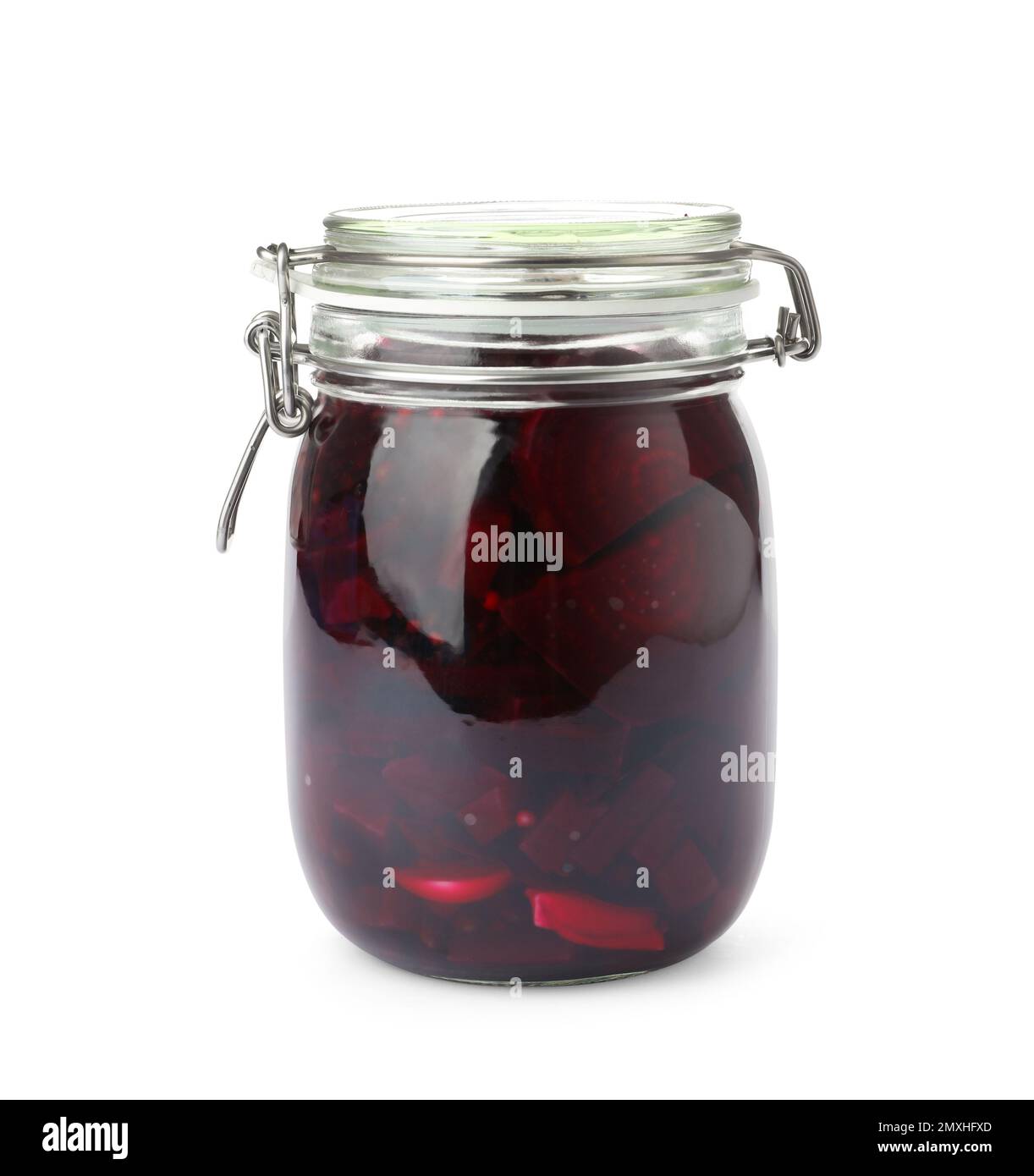 Pickled beets in glass jar isolated on white Stock Photo Alamy