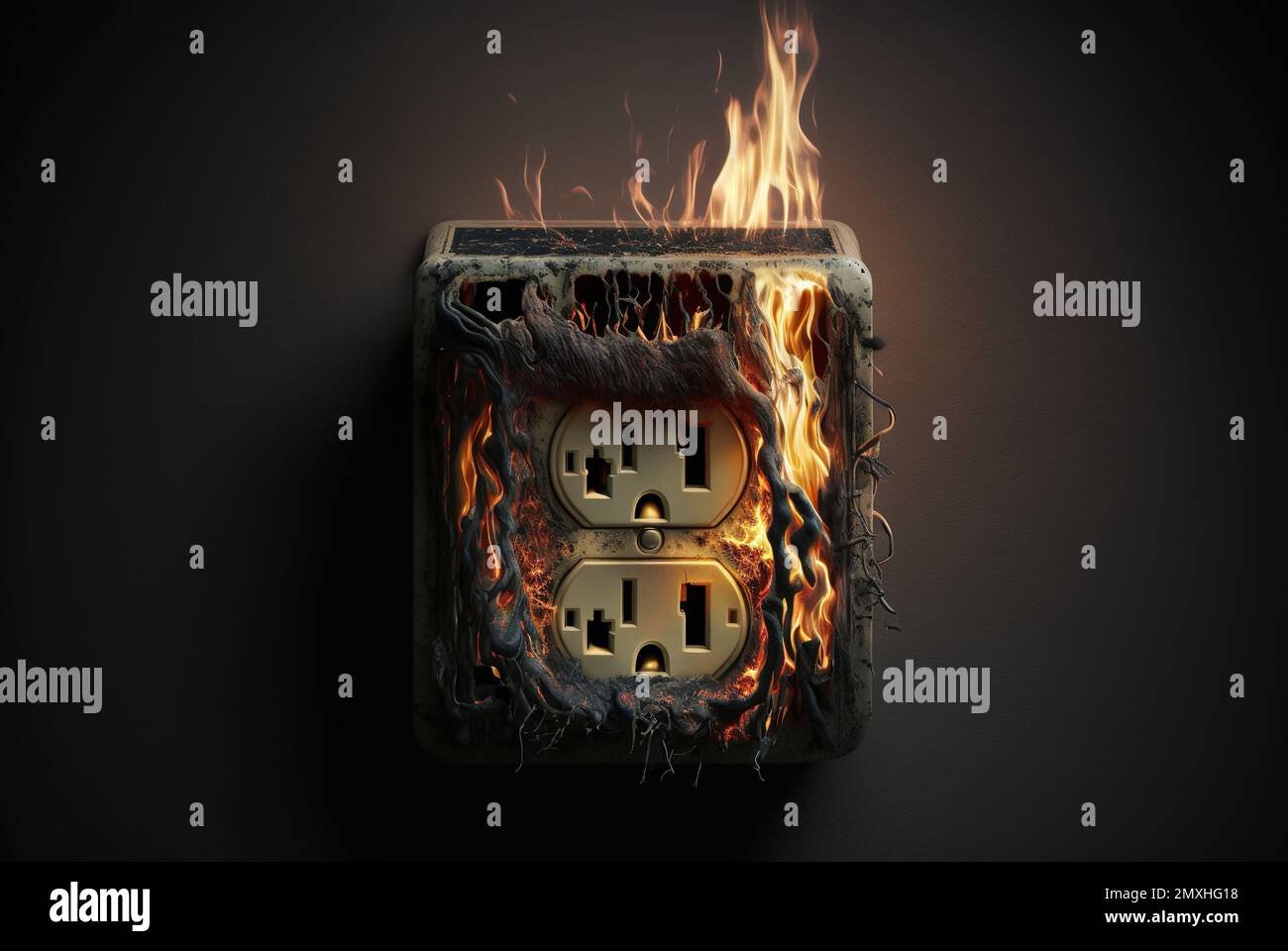 Burning plug from a short circuit at home Stock Photo Alamy