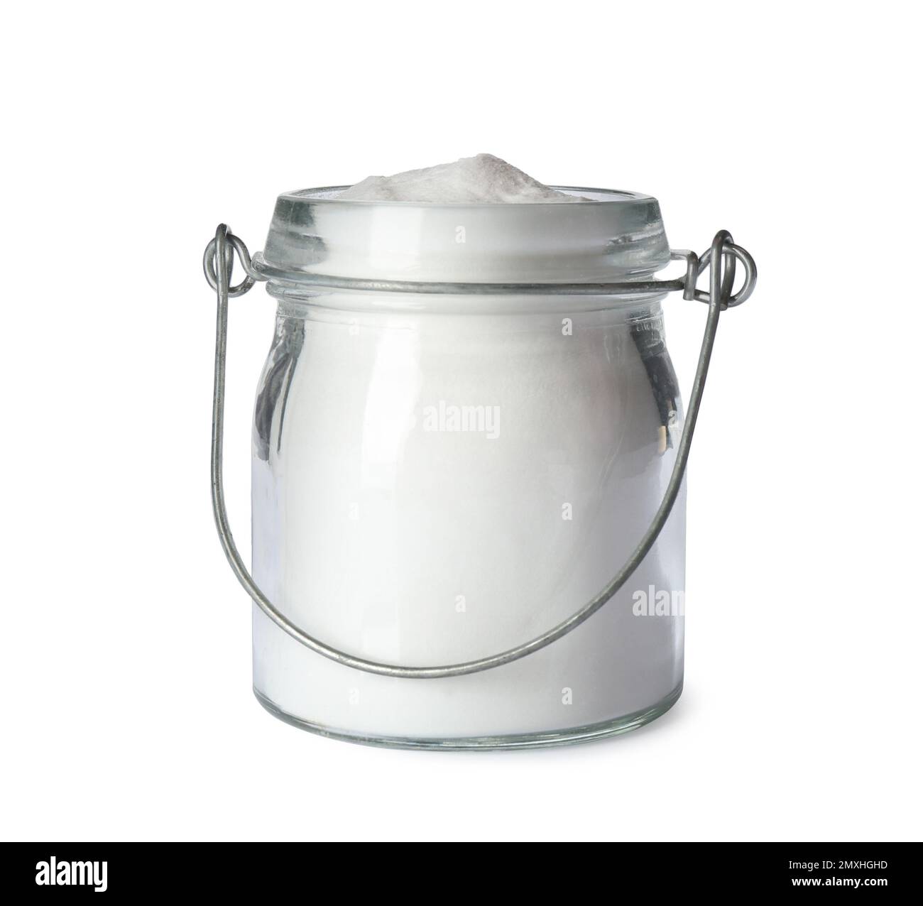 Baking soda in glass jar isolated on white Stock Photo Alamy