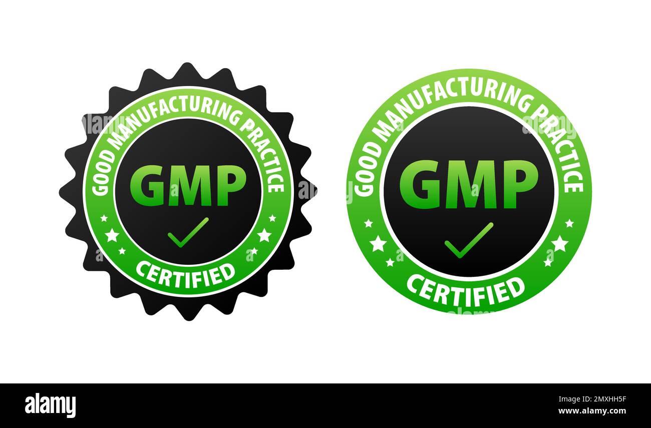 GMP Good Manufacturing Practice certified sign, label Stock Vector