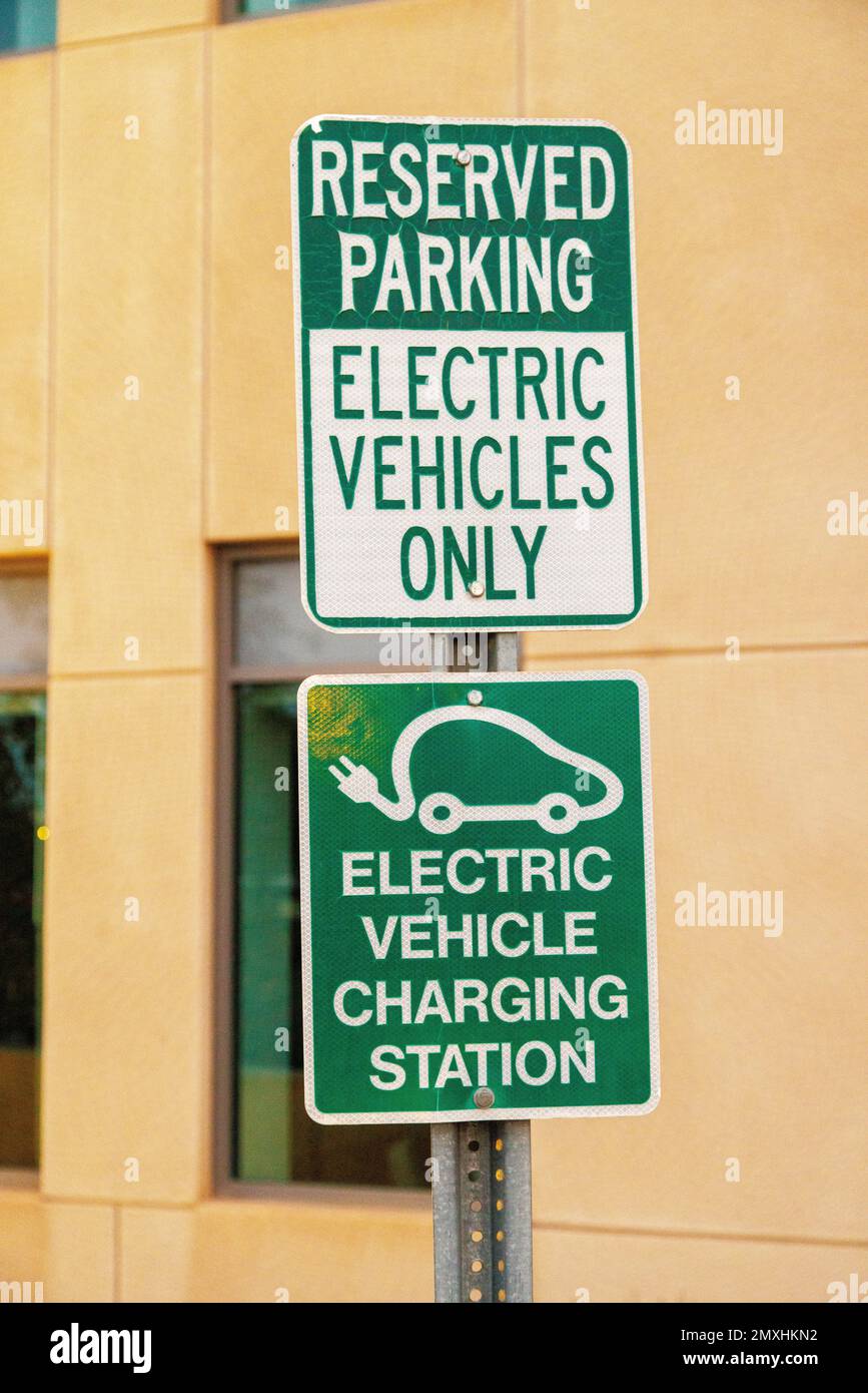 Reserved Parking Sign for Electric Vehicles Only Stock Photo