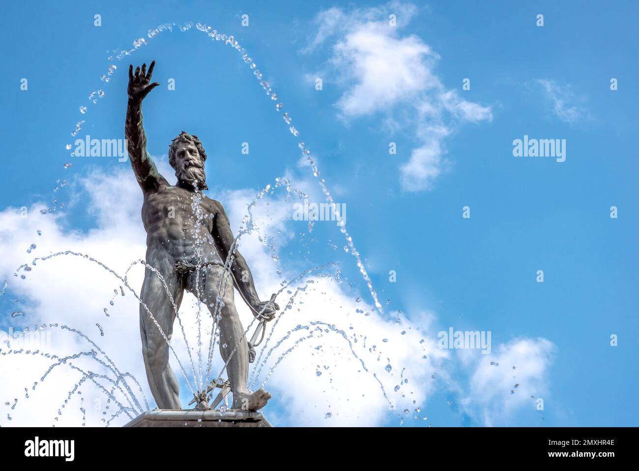 Neptune Fountain in front of the Frederiksborg castle, Hillerod, denmark, August 3, 2019 Stock Photo