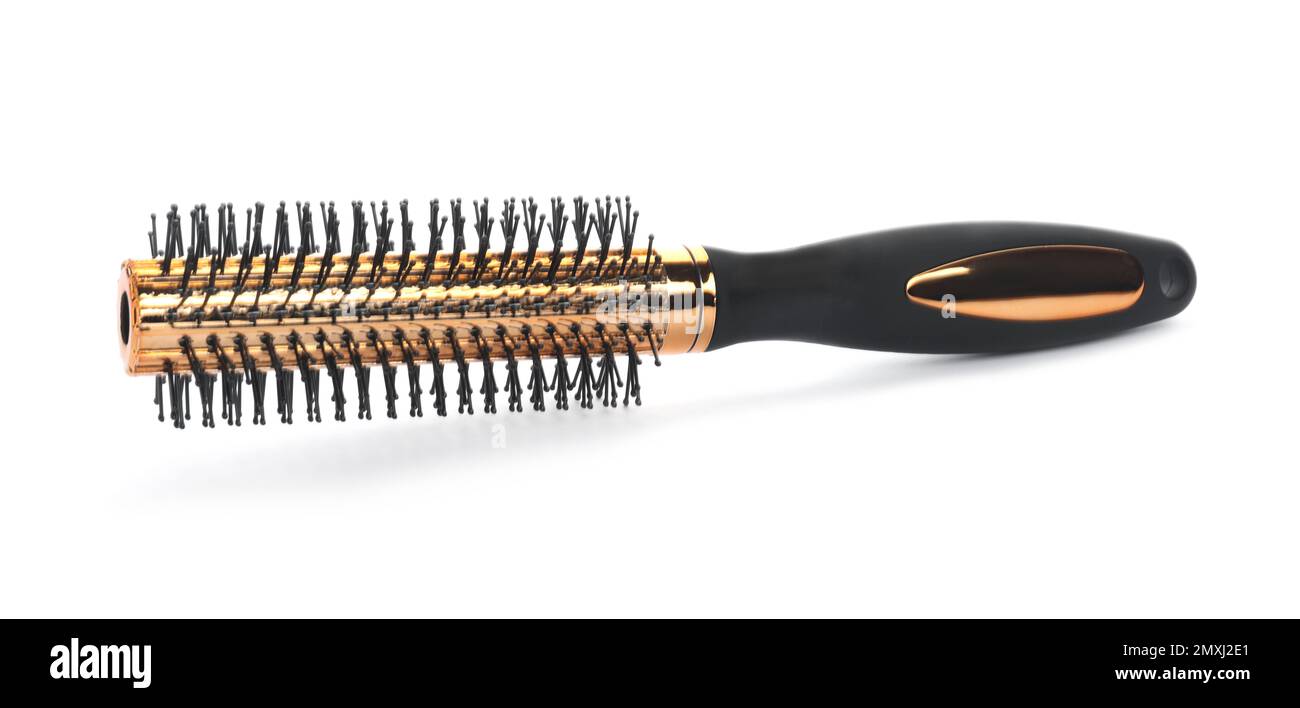 New round hair brush isolated on white Stock Photo Alamy