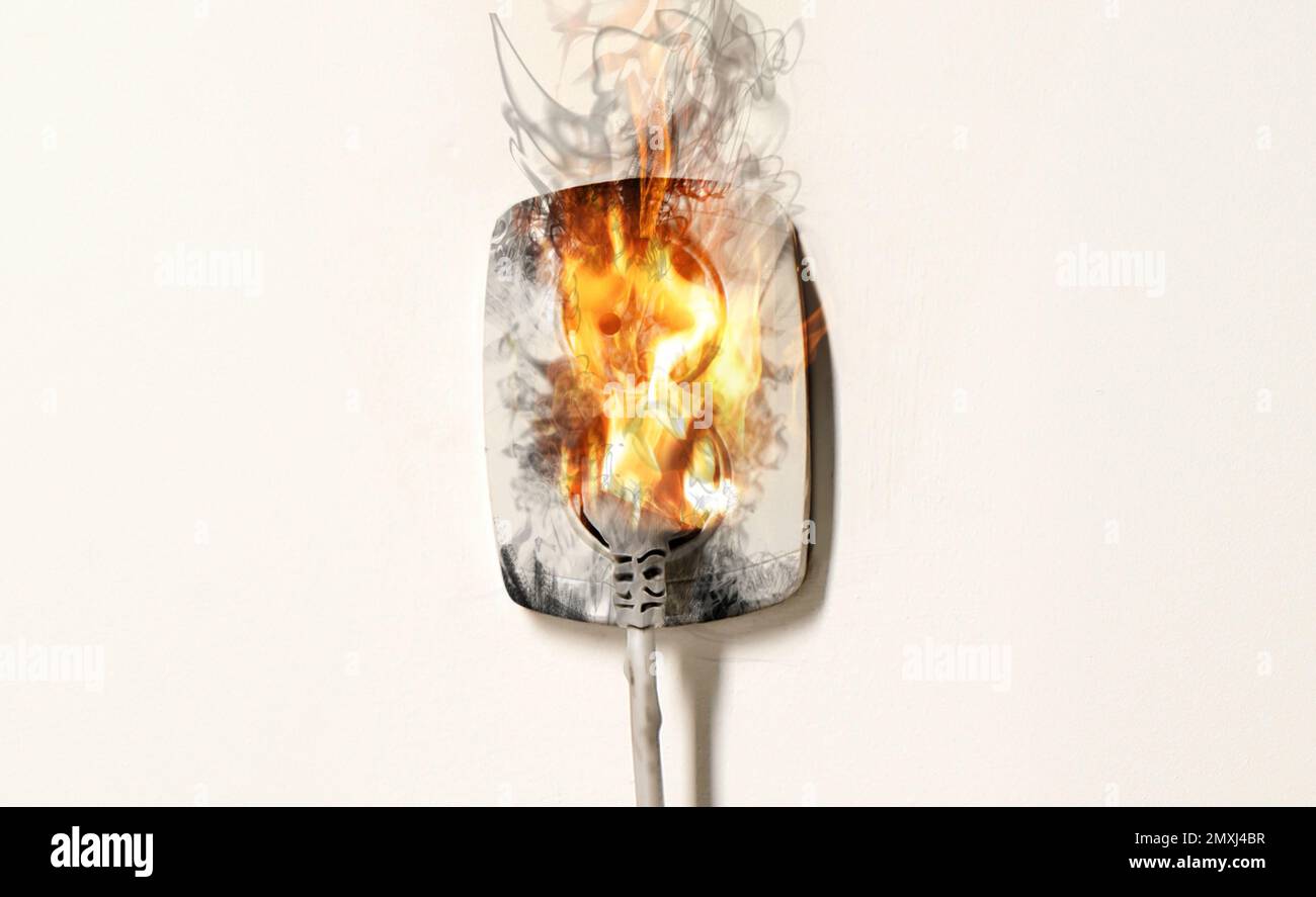 Electrical short circuit leading to plug ignition Stock Photo