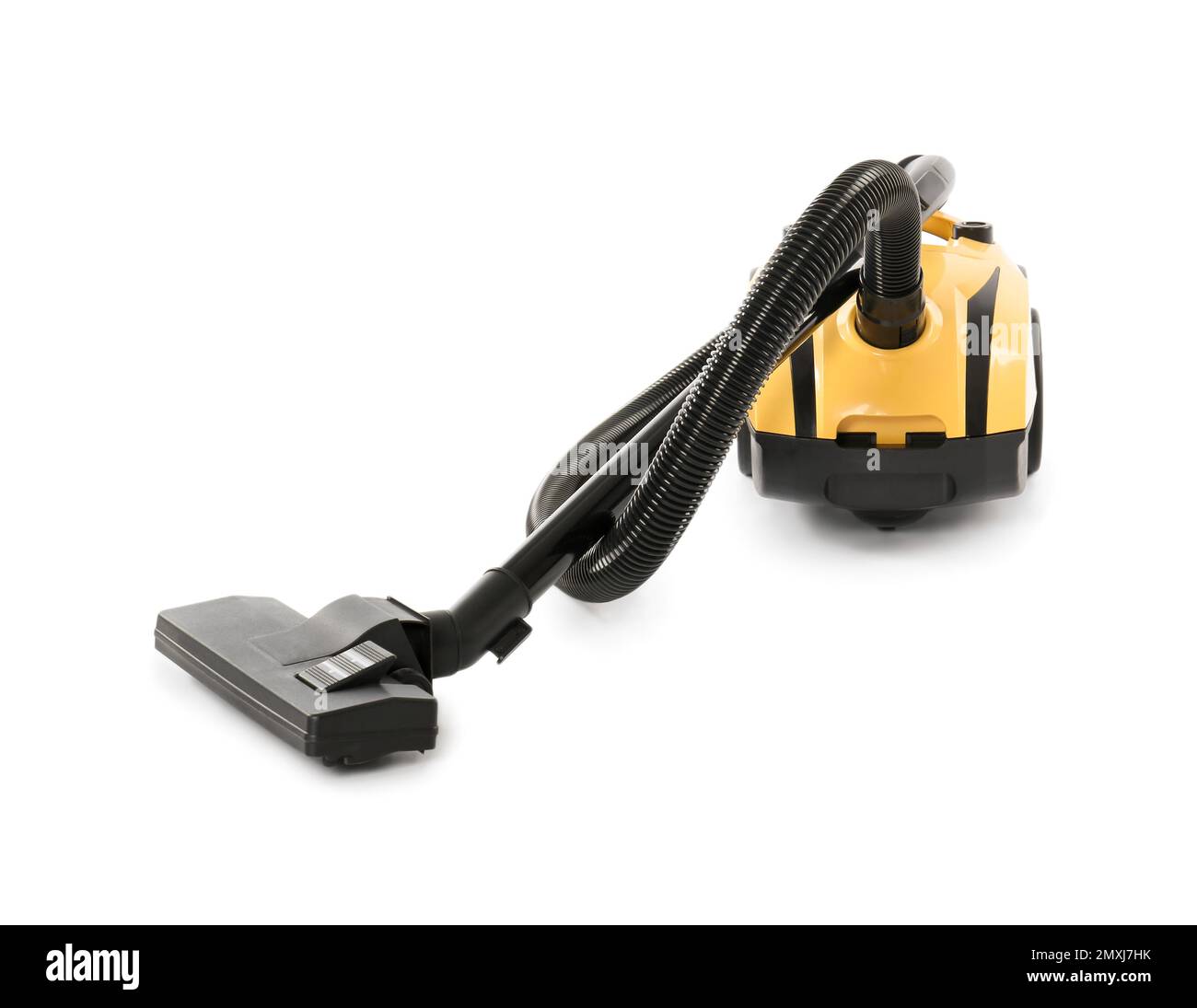 Modern yellow vacuum cleaner isolated on white Stock Photo Alamy
