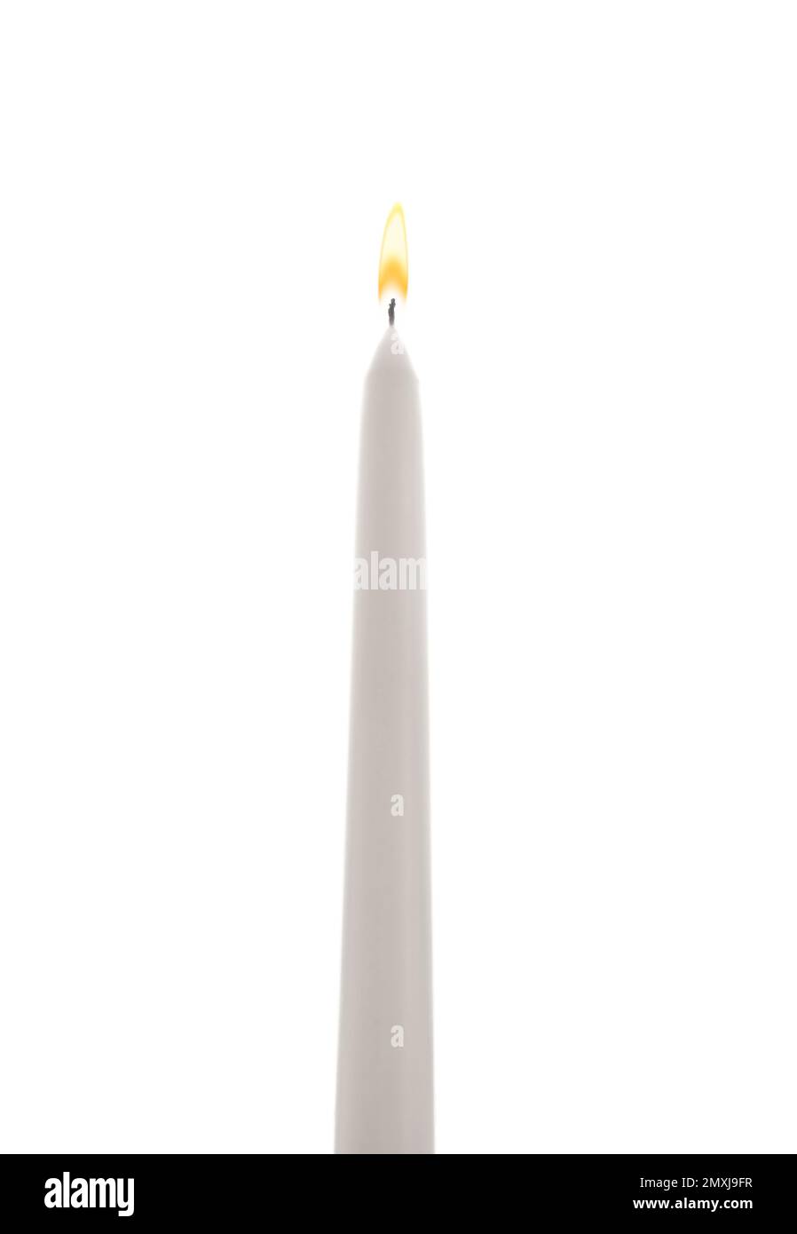 New wax taper candle isolated on white Stock Photo Alamy