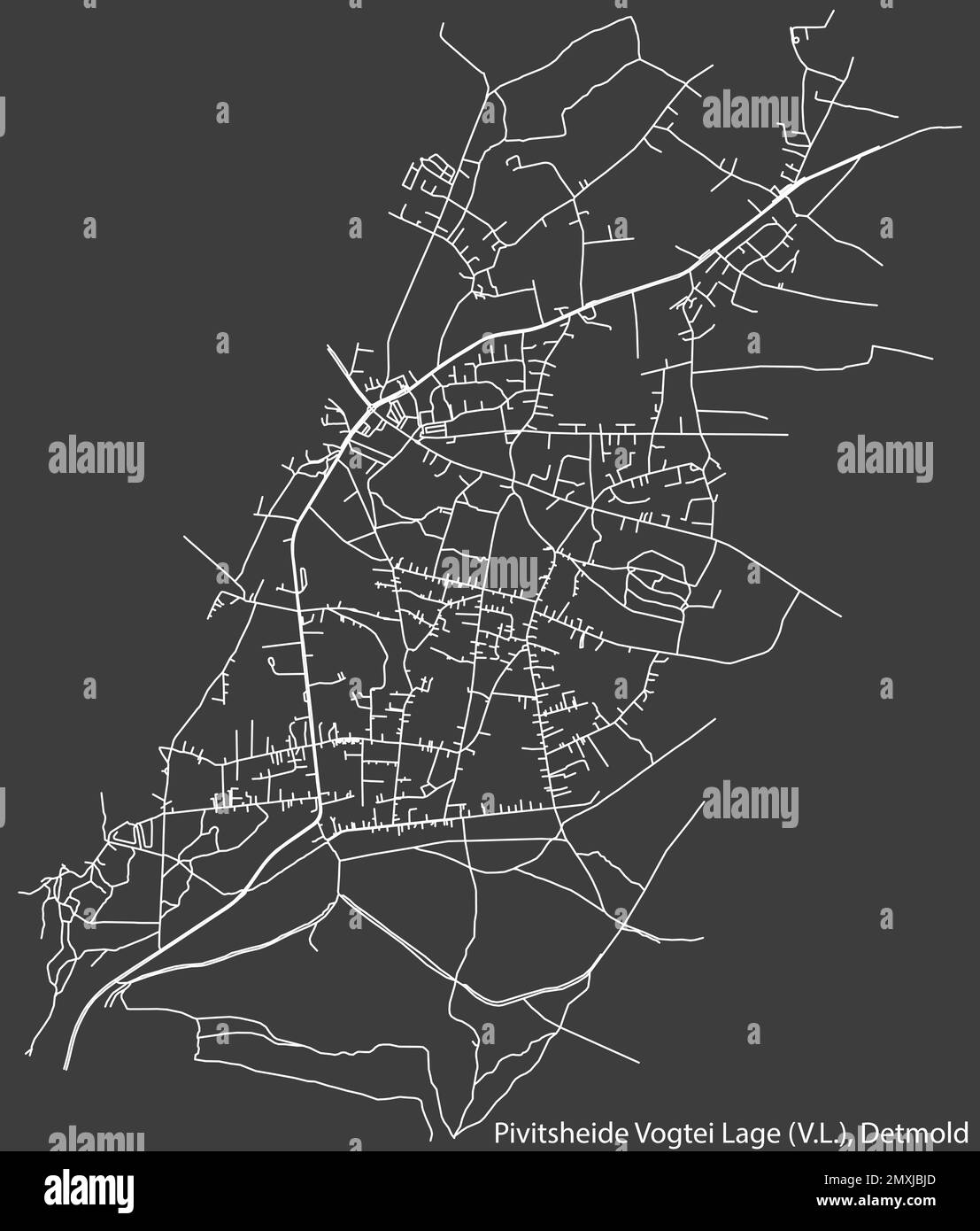 Street Roads Map Of The PIVITSHEIDE V. L. DISTRICT, DETMOLD Stock