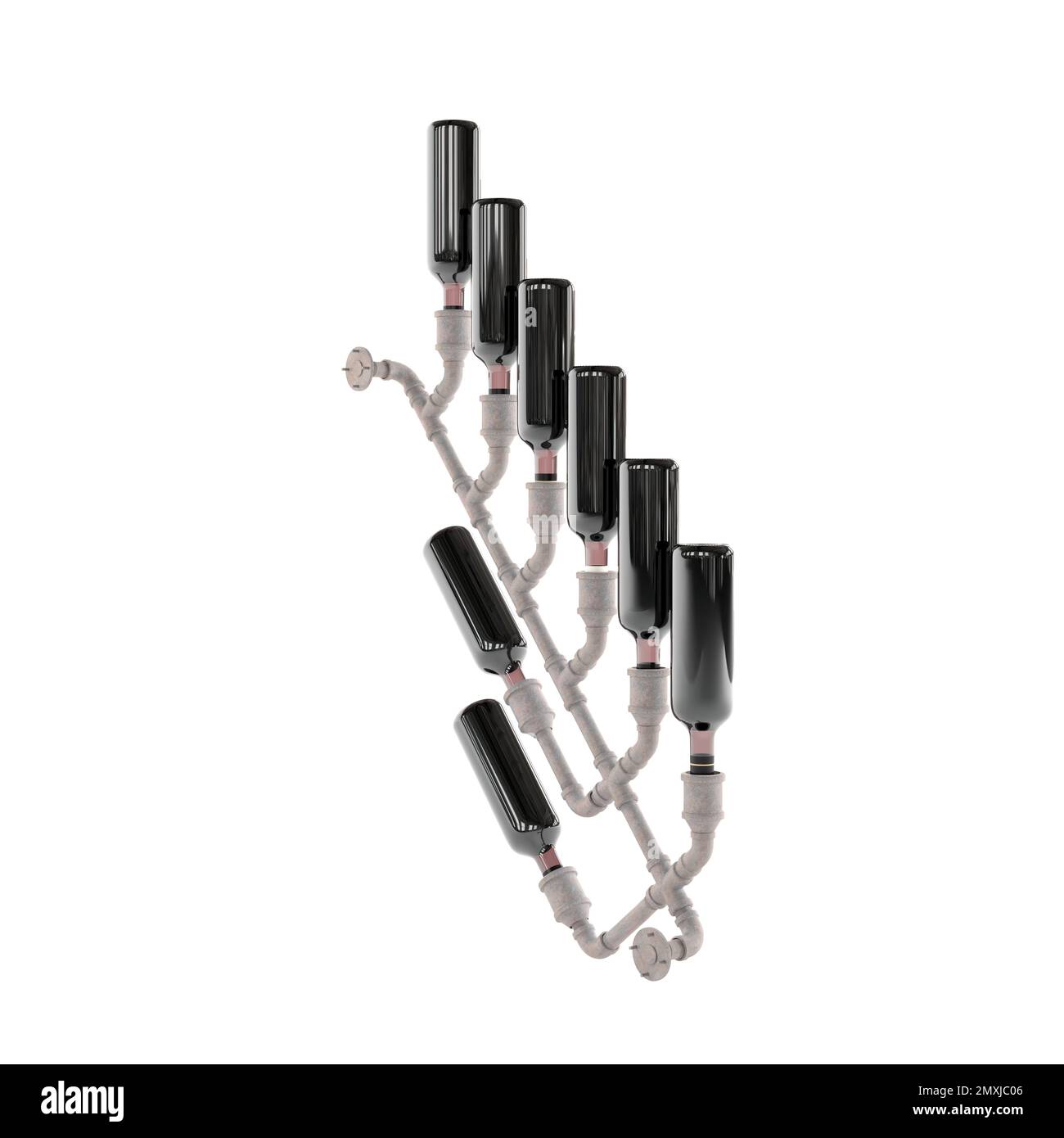 A 3D rendering of upside down bottles on bottle hanging Stock Photo Alamy