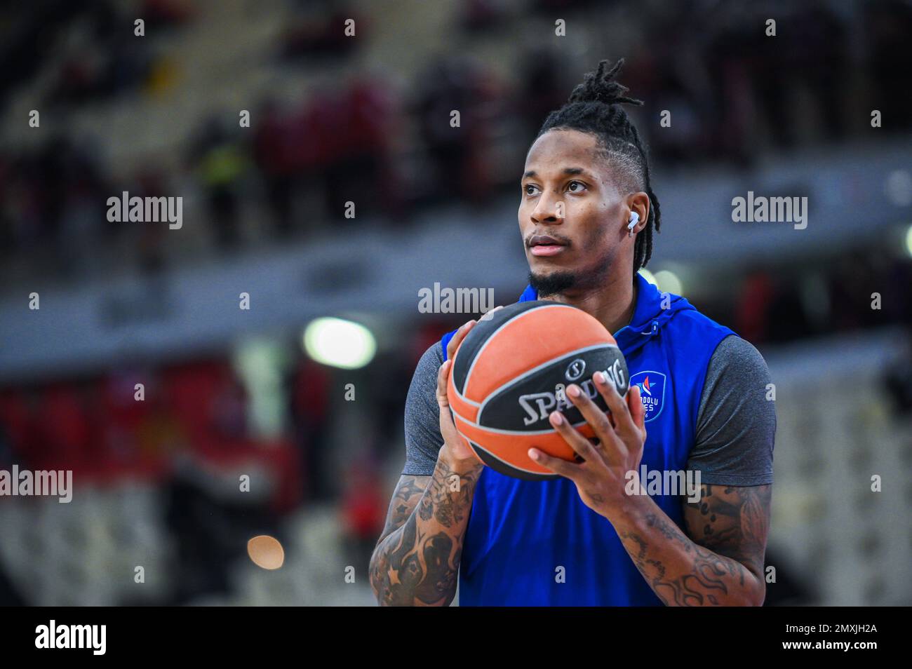 12 WILL CLYBURN of Anadolu Efes during the Euroleague, Round 23, match between Olympiacos Piraeus and Anadolu Efes at Peace and Friendship Stadium on Stock Photo