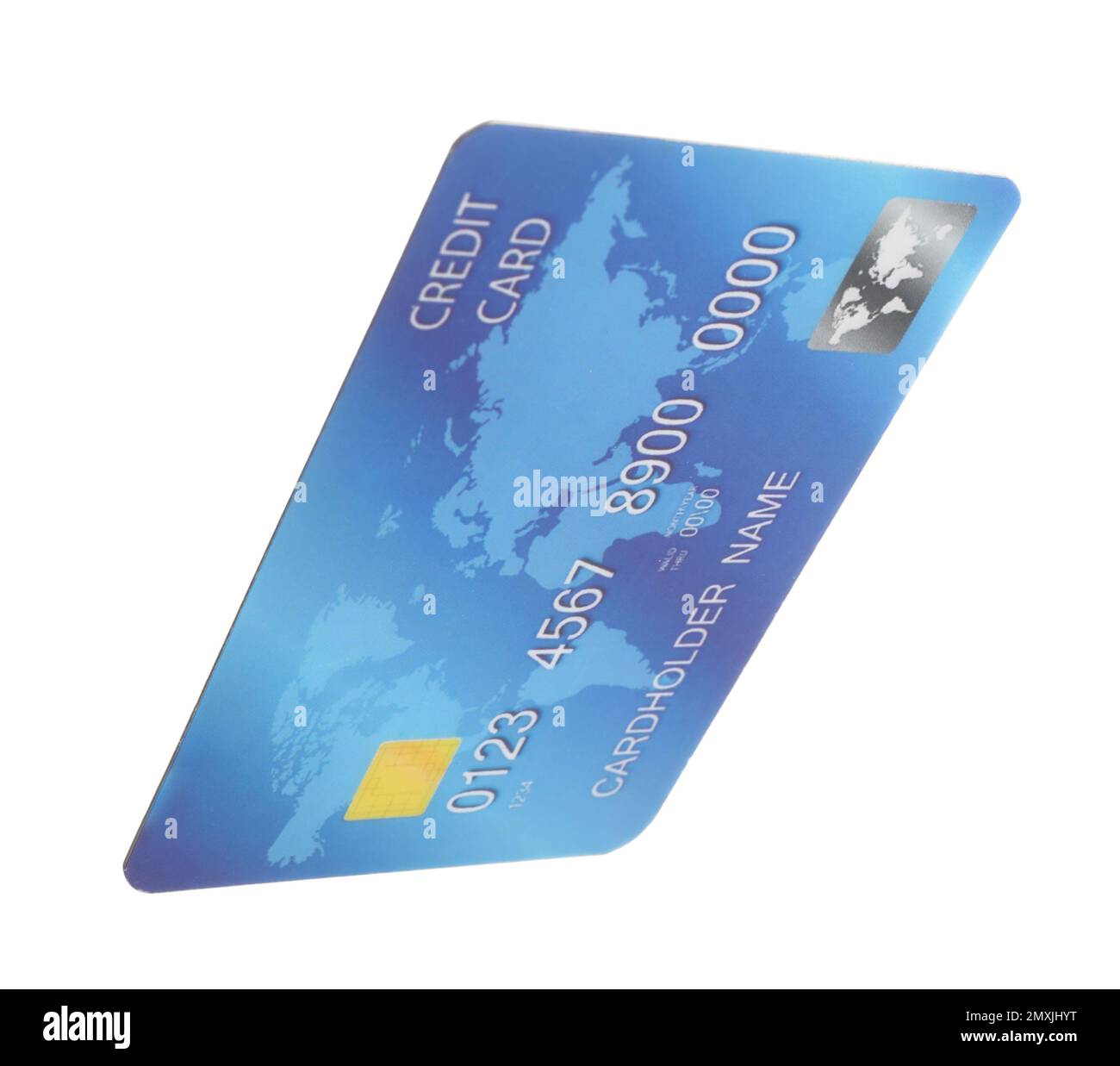 Blue plastic credit card isolated on white Stock Photo - Alamy