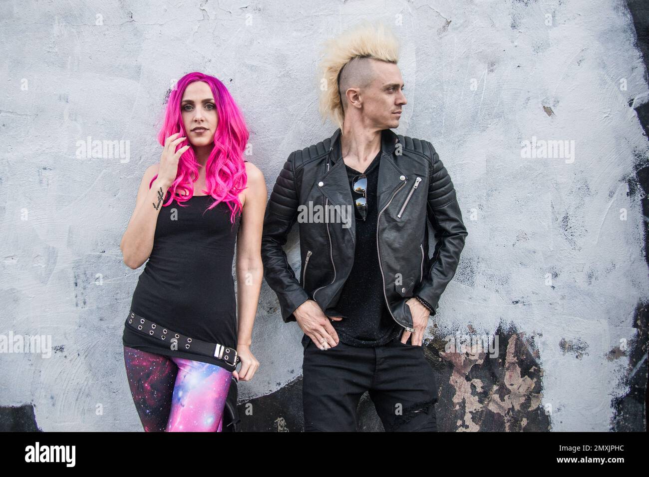 Ariel Bloomer, left, and Shawn Jump of Icon For Hire pose at The