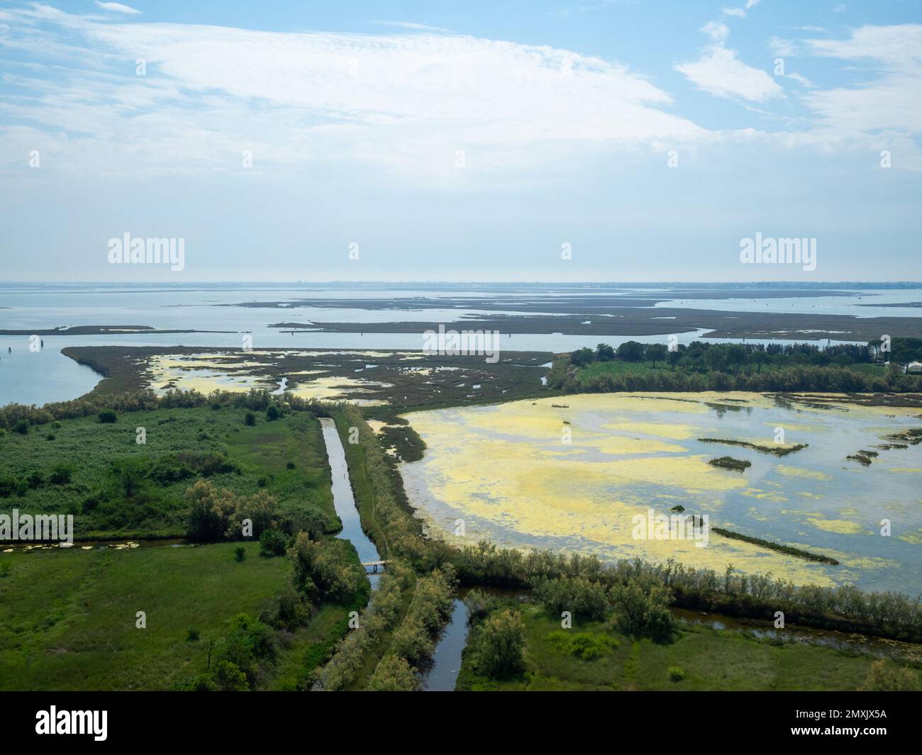 Venice lagoon seen from the top of Torcello Cathedral Stock Photo