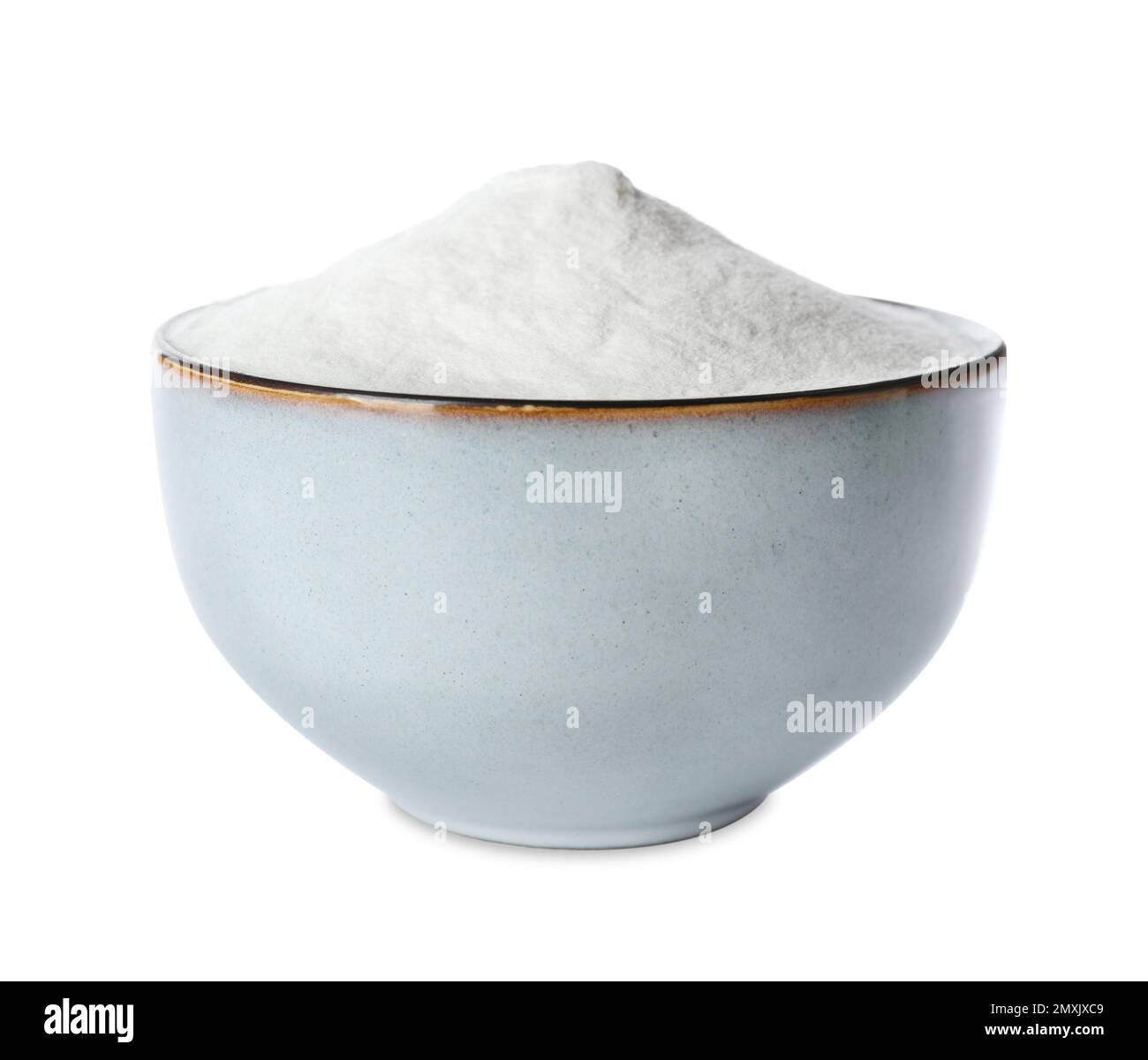 Baking soda in ceramic bowl isolated on white Stock Photo Alamy