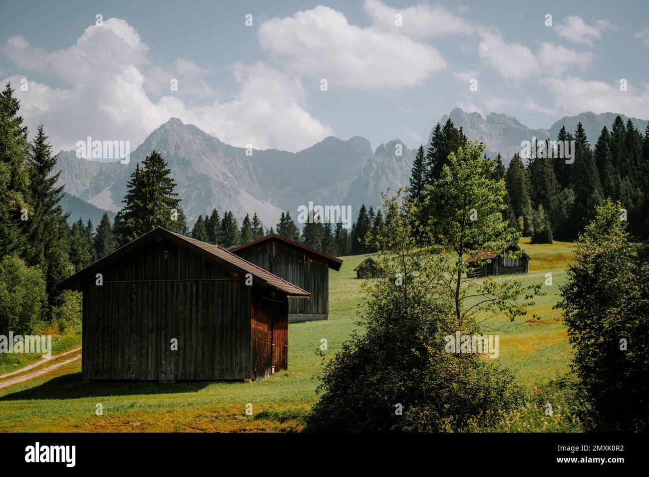 A sunny landscape view with misty and foggy mountain background Stock ...