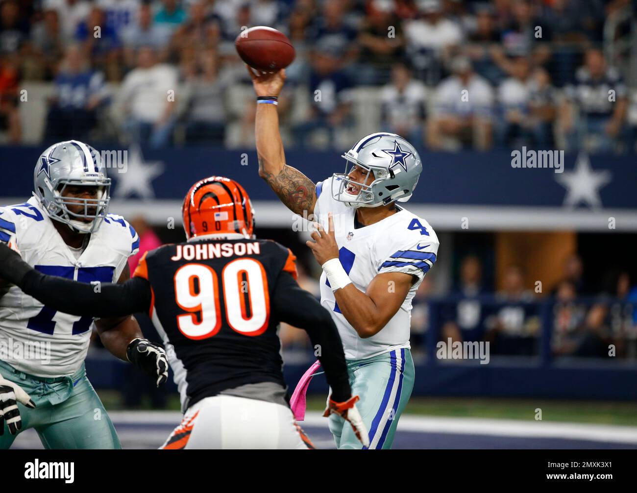 Cincinnati Bengals defensive end Michael Johnson (90) pressures as