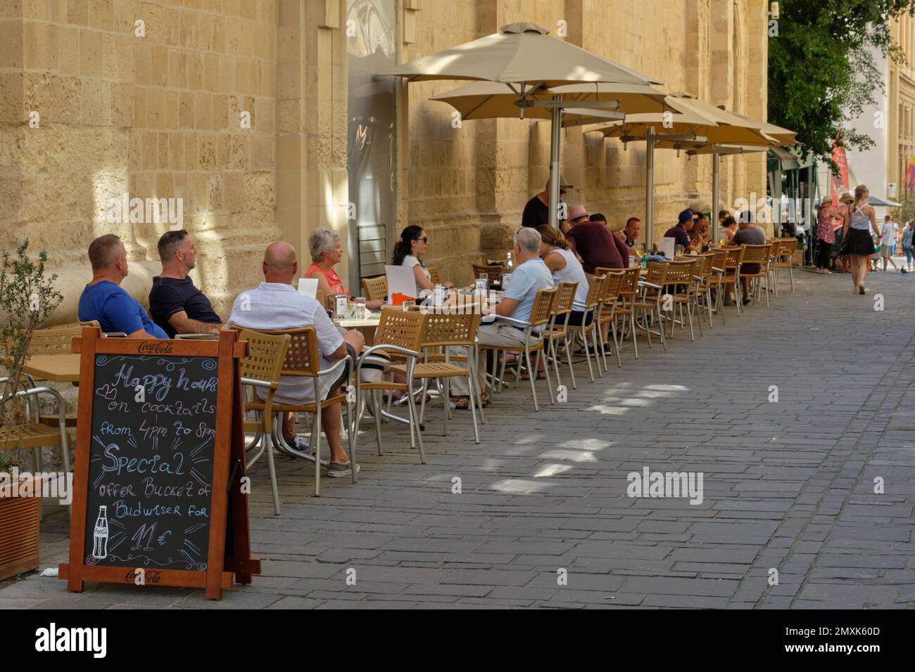 Happy hour on Lucia Street - Valletta, Malta Stock Photo