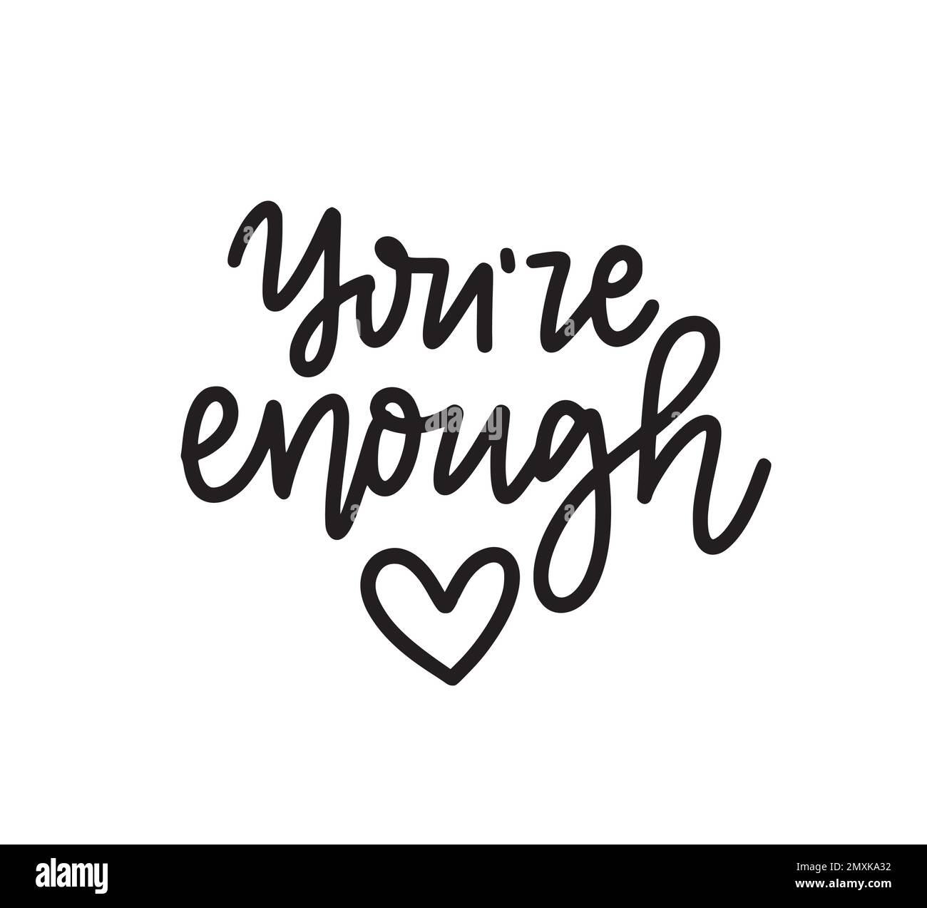 You are enough. Mental health inspirational graphic design postcard