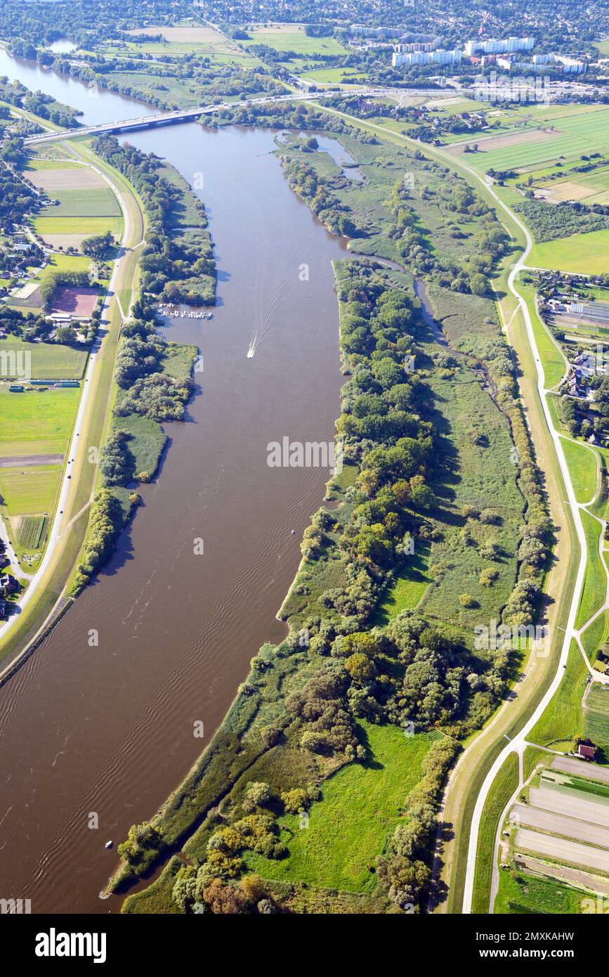 Aerial view, mudflats on the Elbe river at low tide, Brunsbüttel,  Schleswig-Holstein, Germany Stock Photo - Alamy