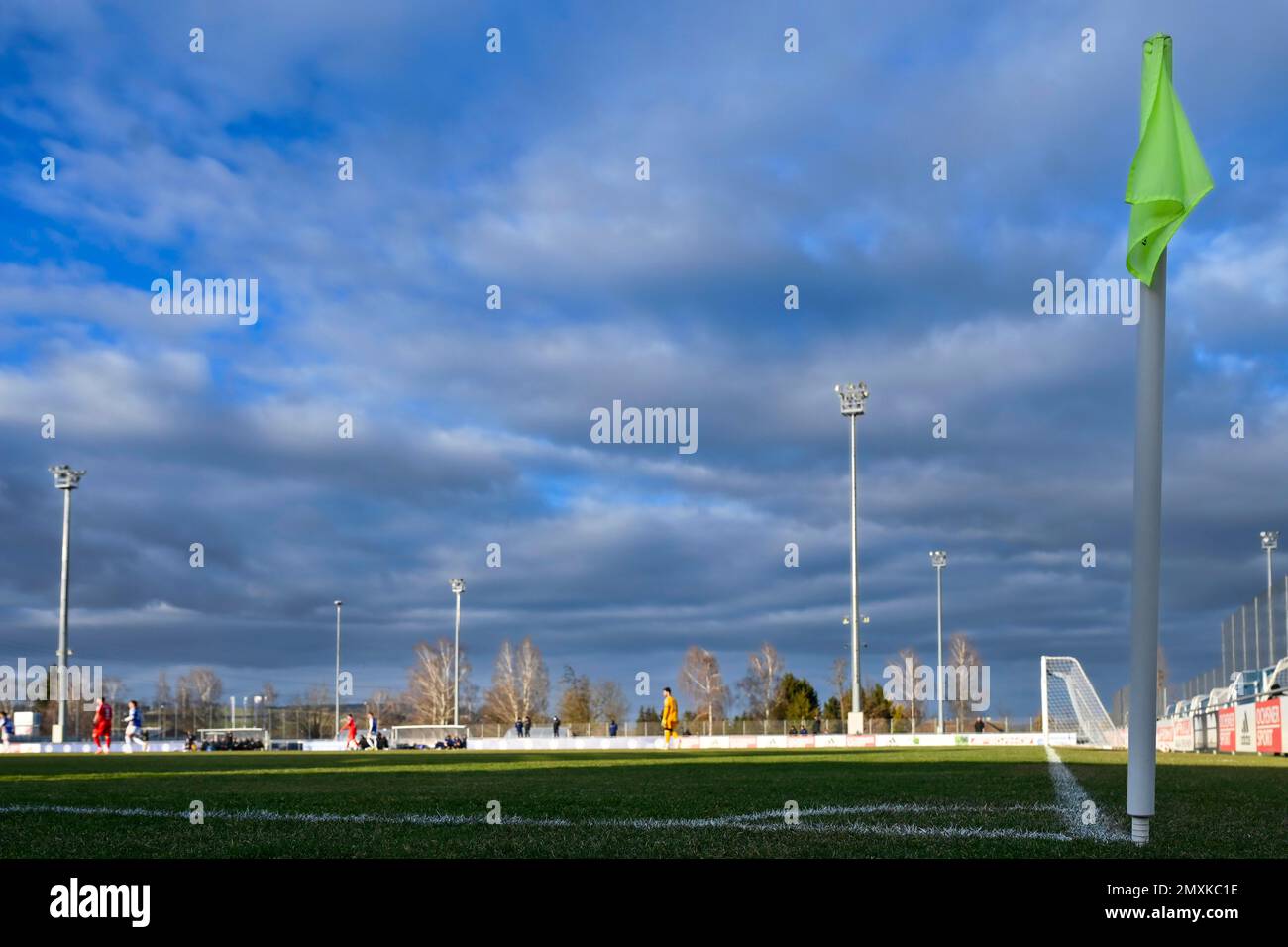 Football pitch corner flag Stock Photo Alamy