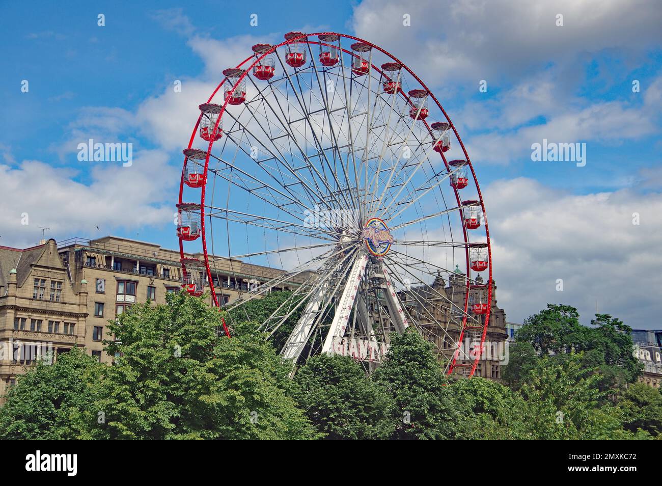 Ferris wheel, green spaces, new town in Edinburgh, capital, scotland Great Britain Stock Photo