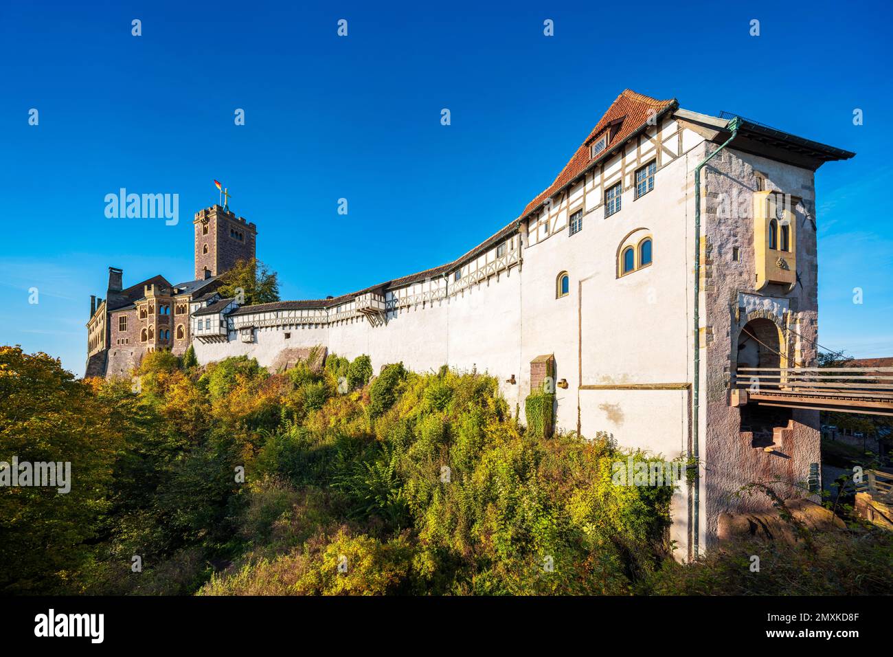 The Wartburg Castle with drawbridge in autumn, UNESCO World Heritage ...