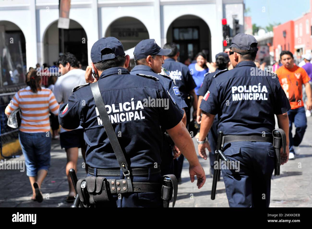 Policia Munipal, at the Carnival, Merida, Yucatan, Mexico, Central America Stock Photo