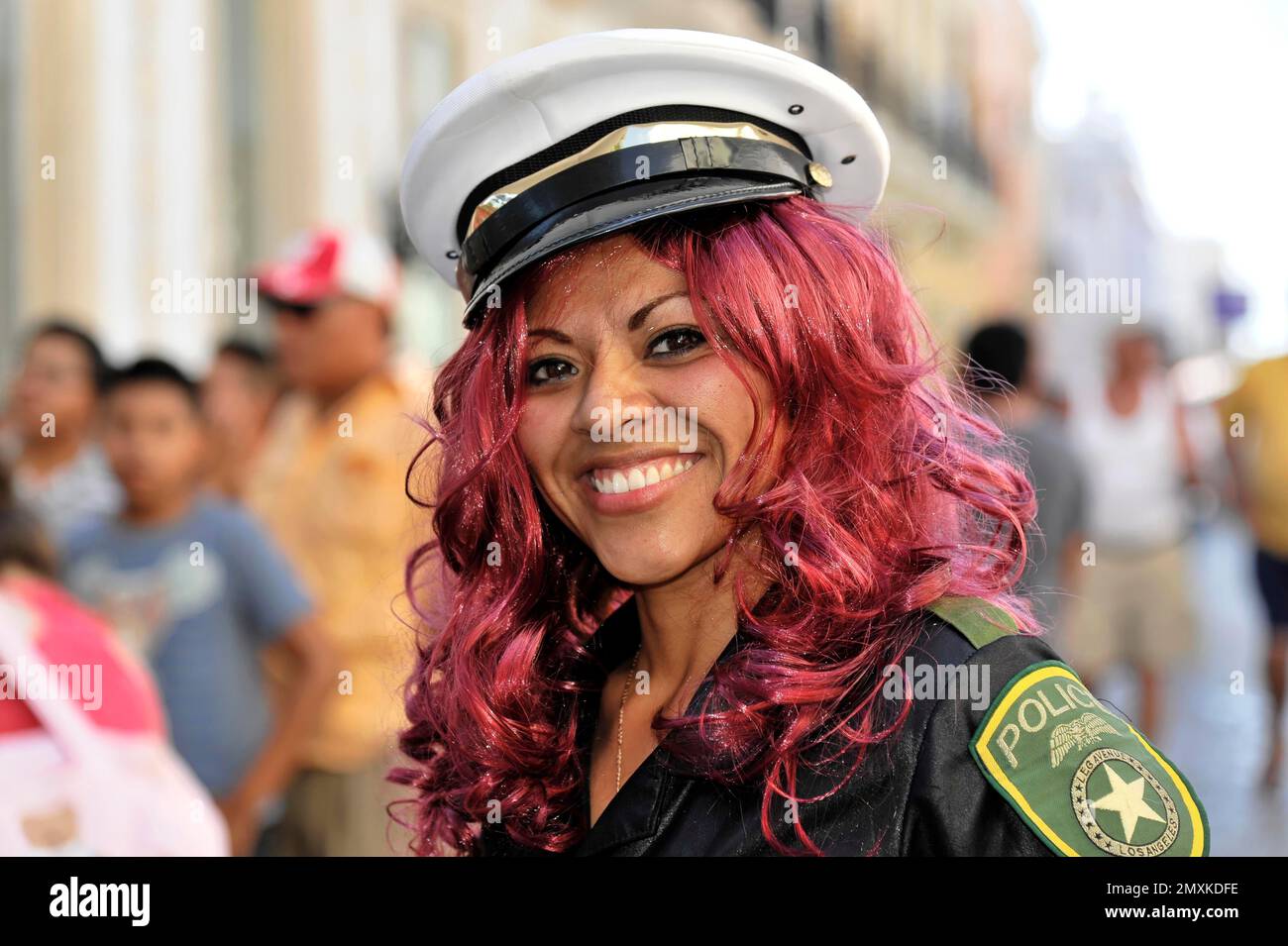 Portrait of a young policewoman with red hair, Merida, Yucatan, Mexico