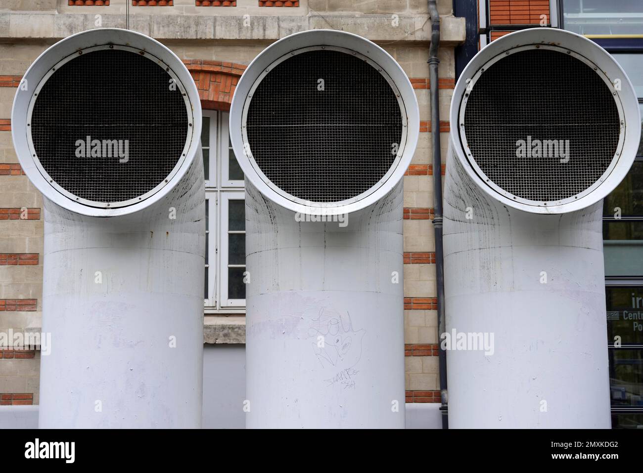 Ventilation pipes, Igor Stravinsky Square, Centre Georges Pompidou, Paris, France, Europe Stock Photo