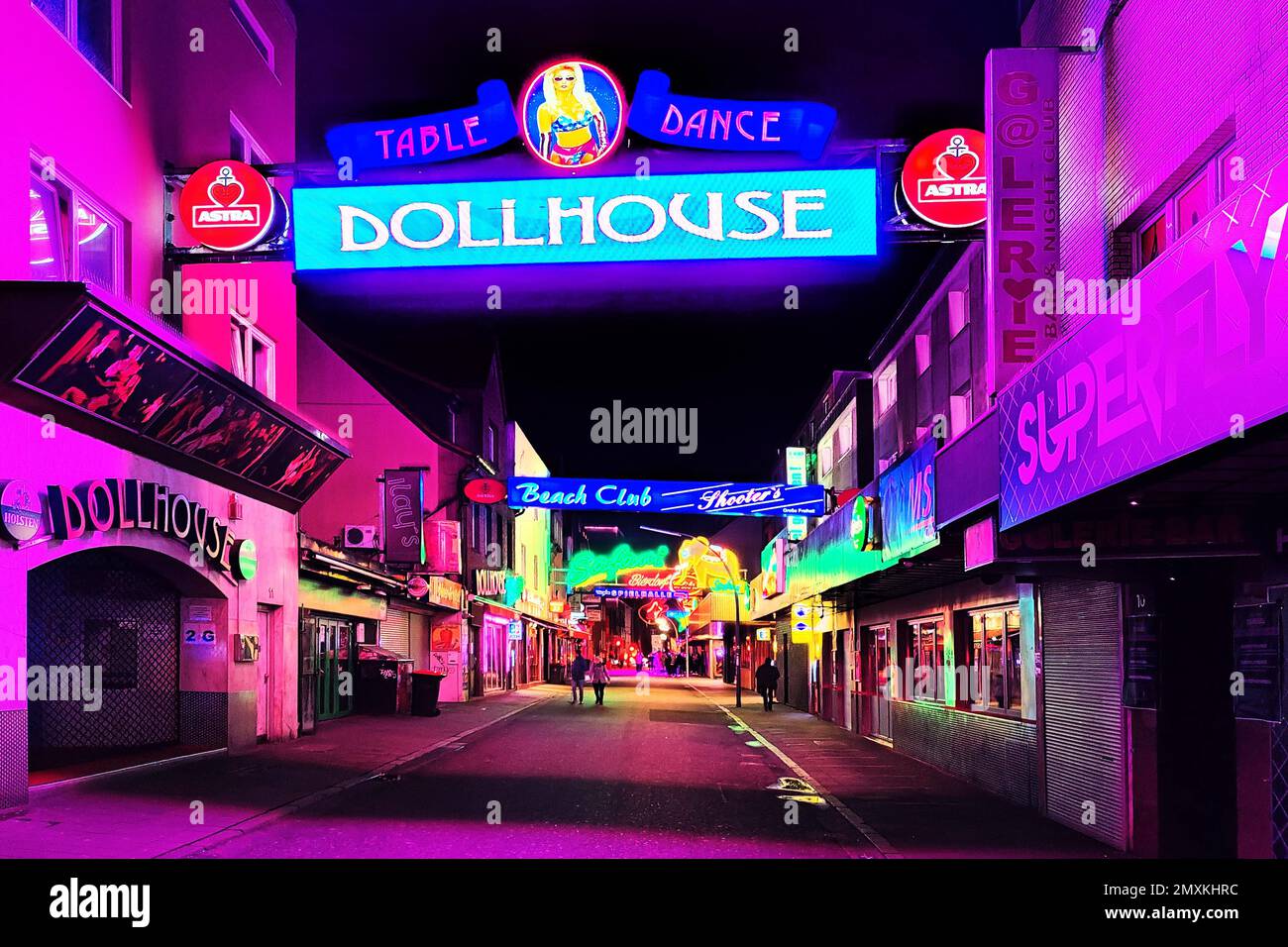 Neon advertisement for nightlife in Große Freiheit street, a side