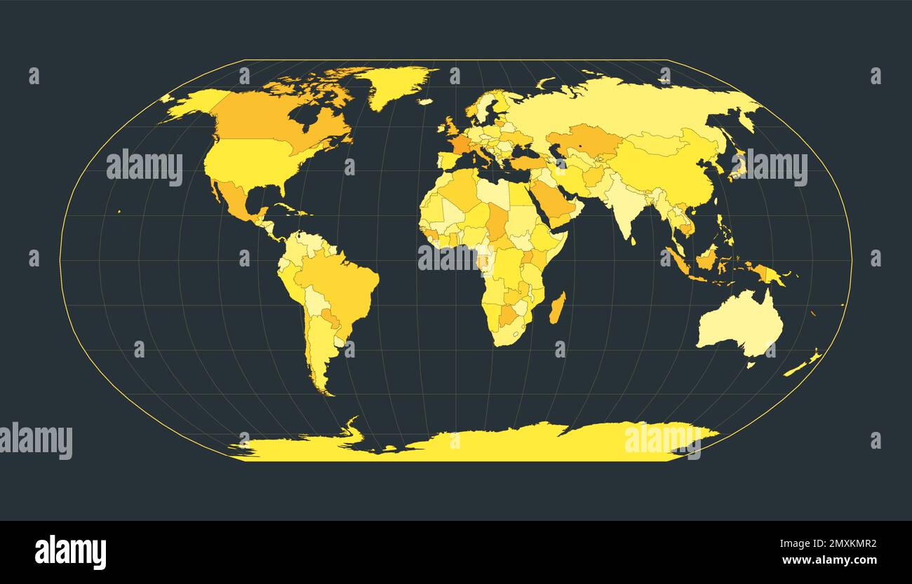 World Map. Robinson projection. Futuristic world illustration for your ...