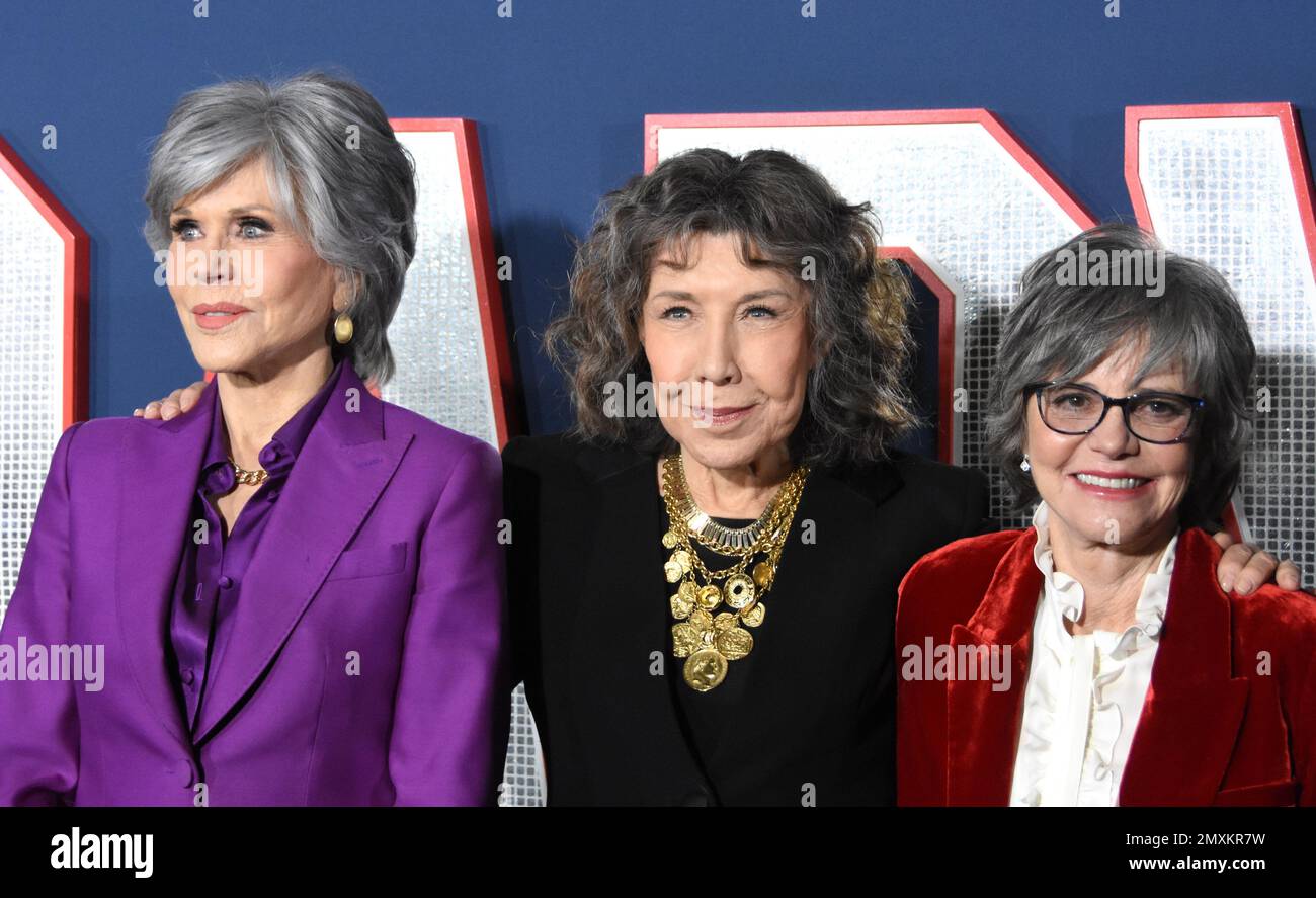 Los Angeles, California, USA 31st January 2023 Actress Jane Fonda, Actress Lily  Tomlin and Actress Sally Field attend the Los Angeles Premiere Screening of  Paramount Pictures' '80 for Brady' at Regency Village