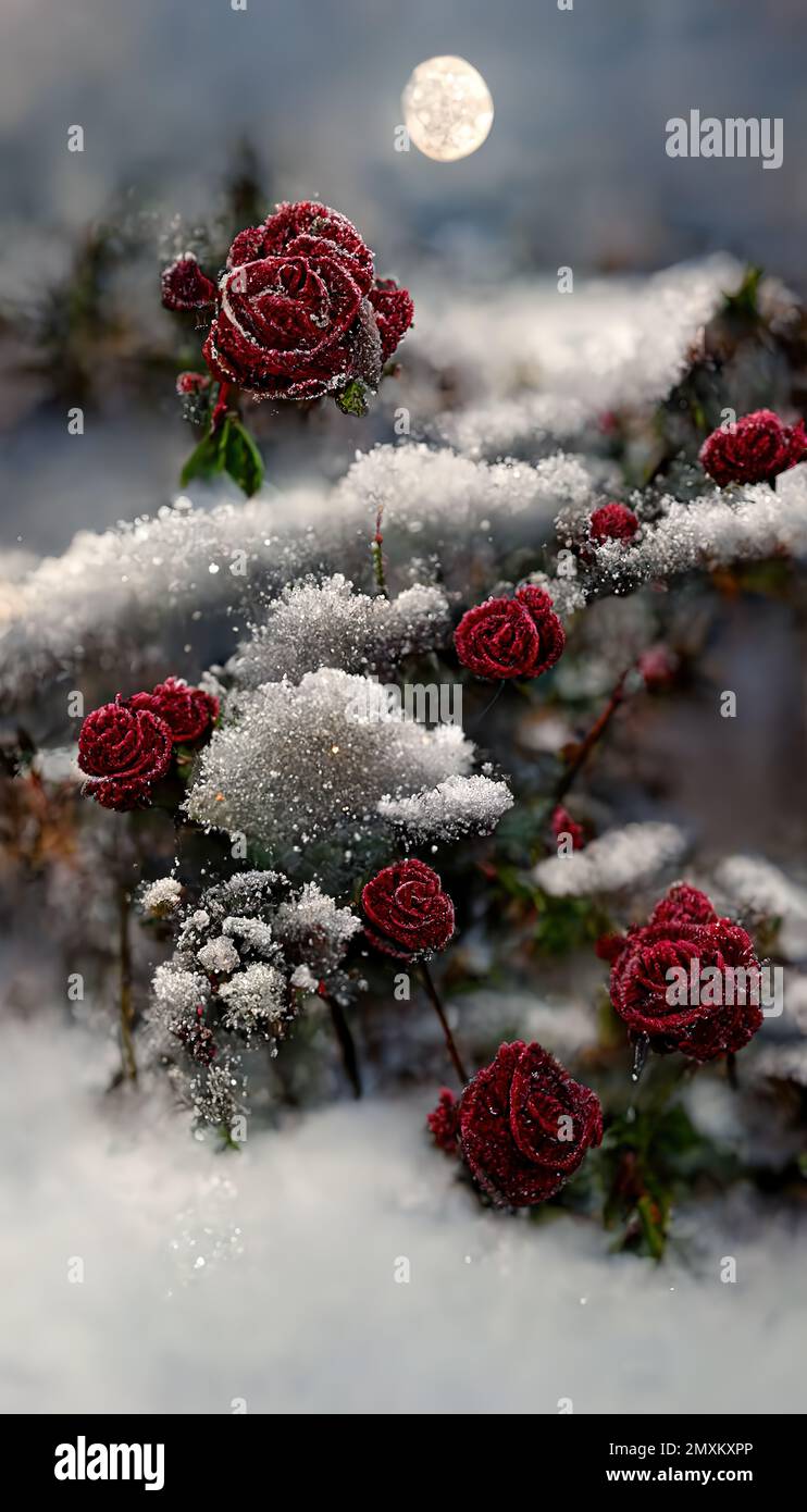 Frozen Beauty A Red Rose in the Snow Stock Photo Alamy