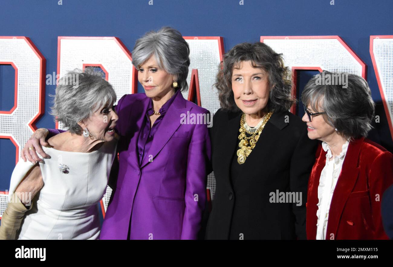 Los Angeles, California, USA 31st January 2023 (L-R) Actress Rita Morena,  Actress Jane Fonda, Actress Lily Tomlin and Actress Sally Field attend the  Los Angeles Premiere Screening of Paramount Pictures' 