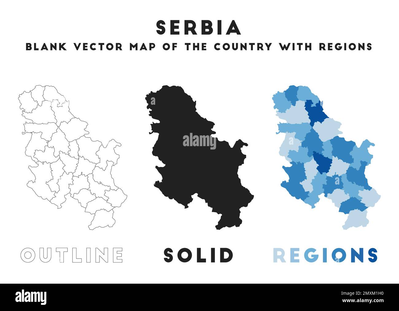 Serbia map. Borders of Serbia for your infographic. Vector country shape. Vector illustration. Stock Vector