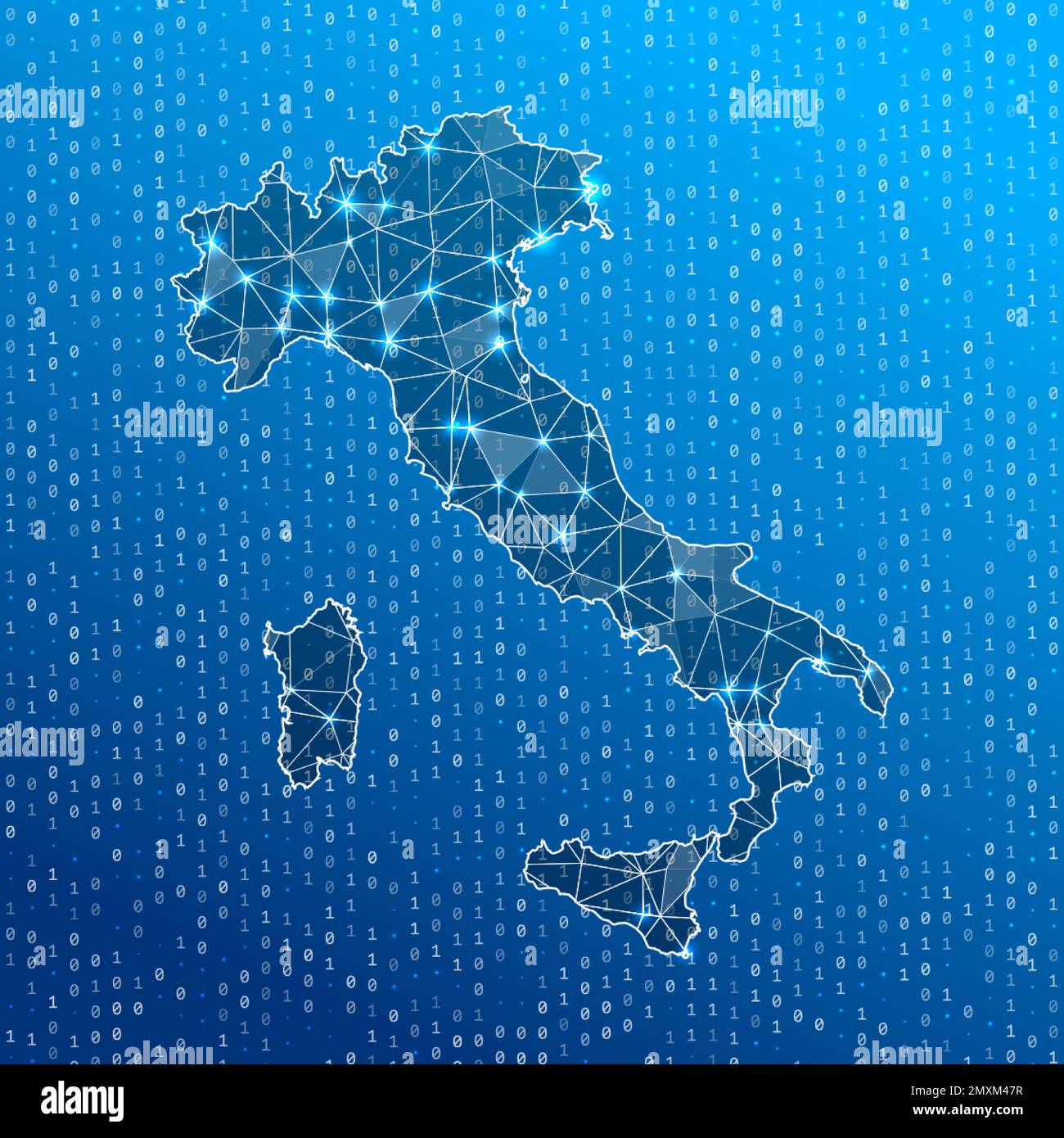 Network map of Italy. Country digital connections map. Technology